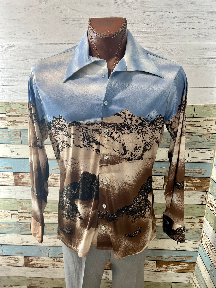 70s Scenic Print Disco Shirt, Size Med – Cee Blues