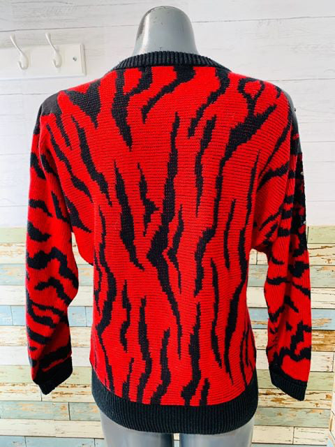 90s Zebra Print Sweater With Lace & Leather sold - Hamlets Vintage