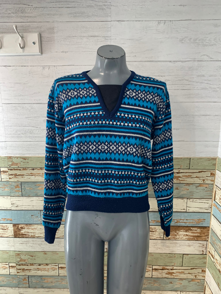 80’s Crew  Neck Multicolor Sweater - Hamlets Vintage