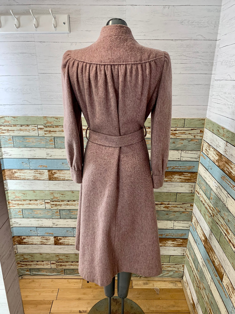 60's Pink Belted Wool Coat - Hamlets Vintage