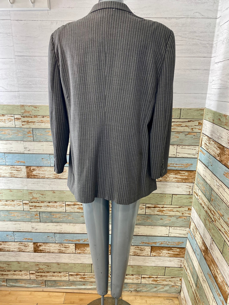 90's Gray Pinstripe Blazer By Escada - Hamlets Vintage