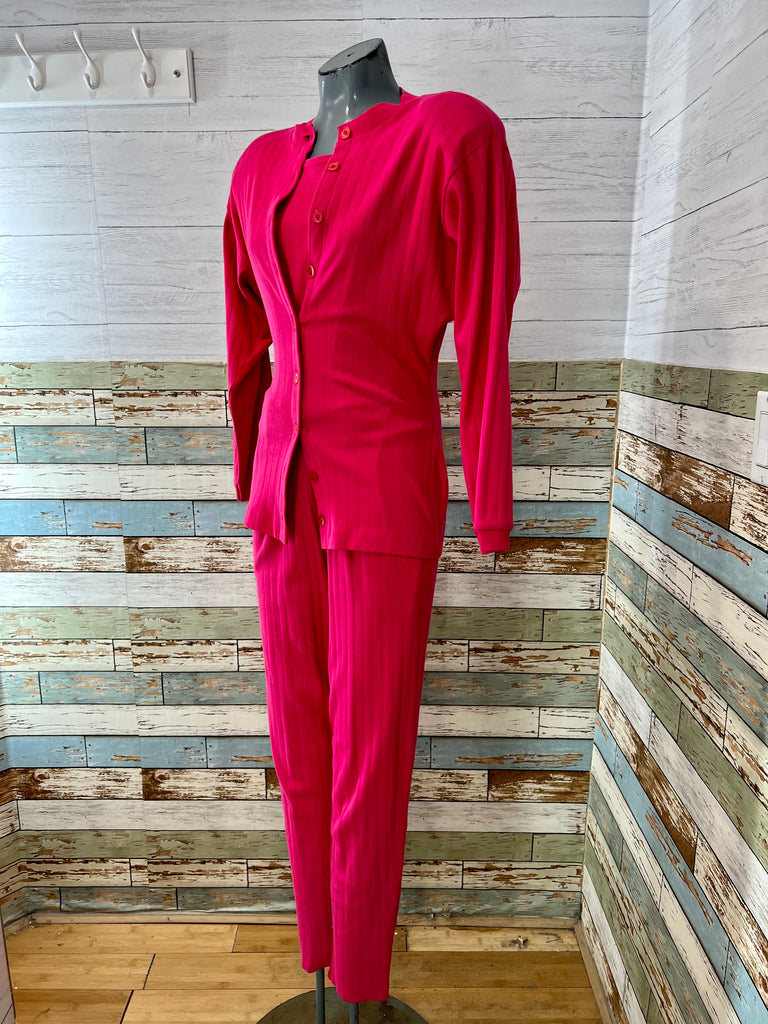 80s Pink Jumpsuit And Cardigan Set - Hamlets Vintage