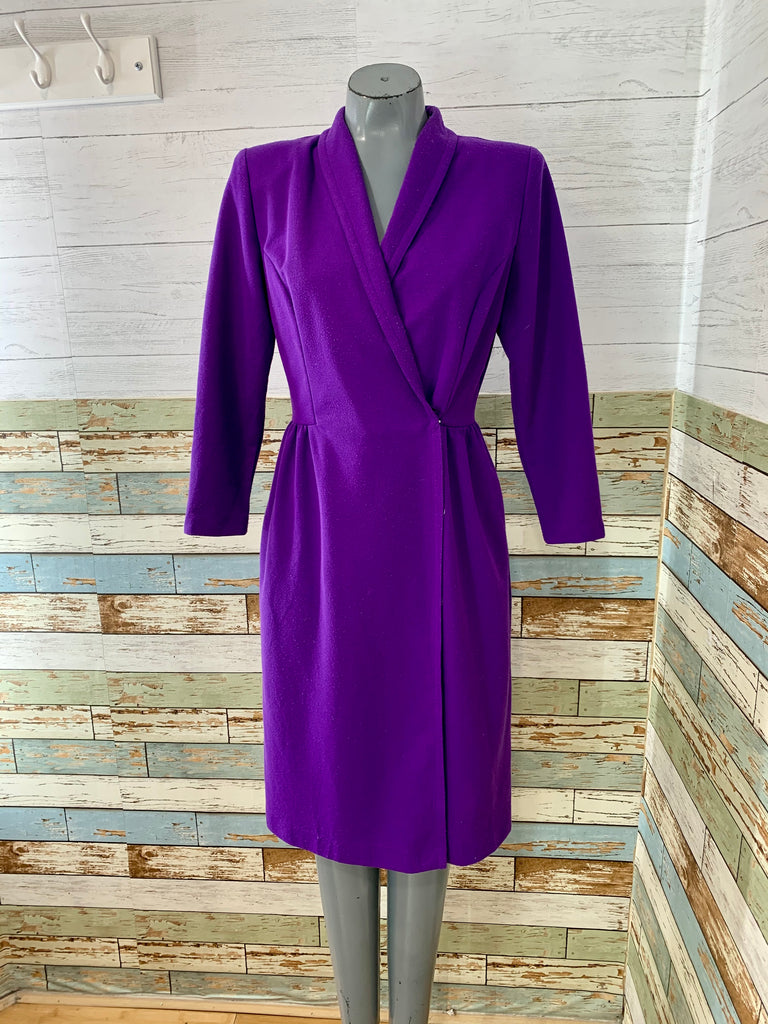 90s Purple Suit Wrap Dress - Hamlets Vintage