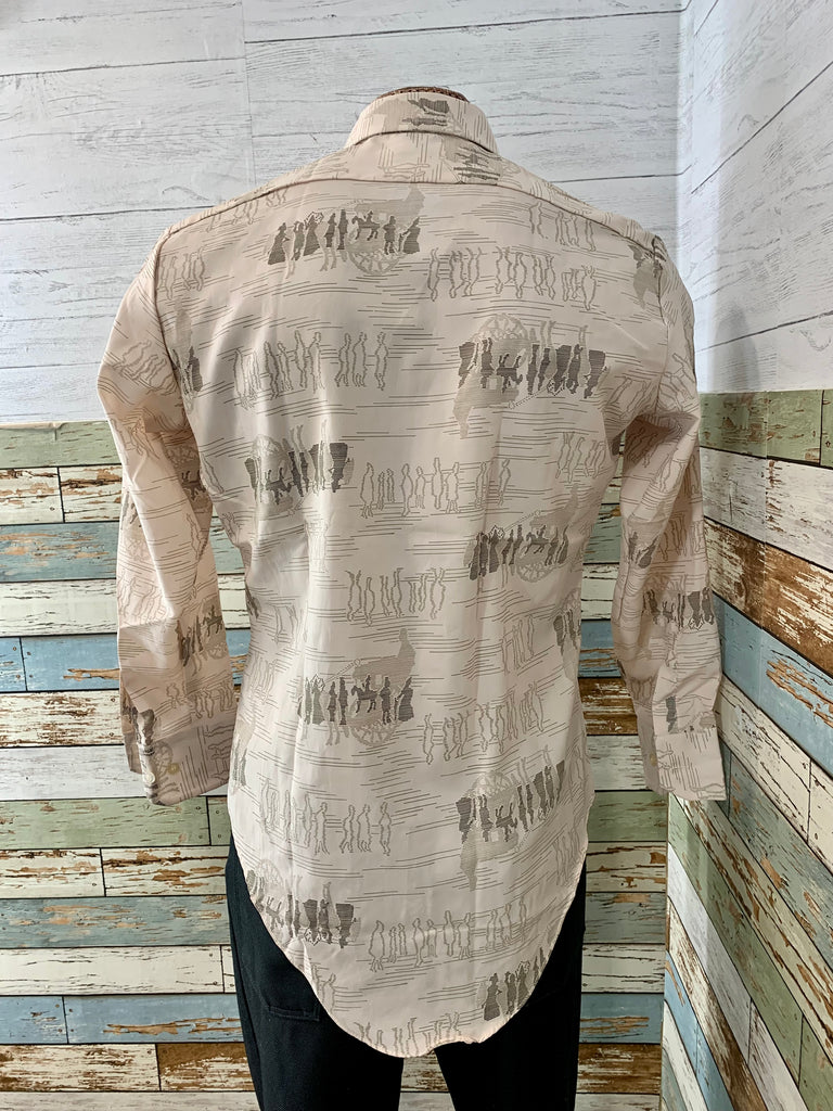 70’s Party Print Long Sleeve Graphic Shirt - Hamlets Vintage