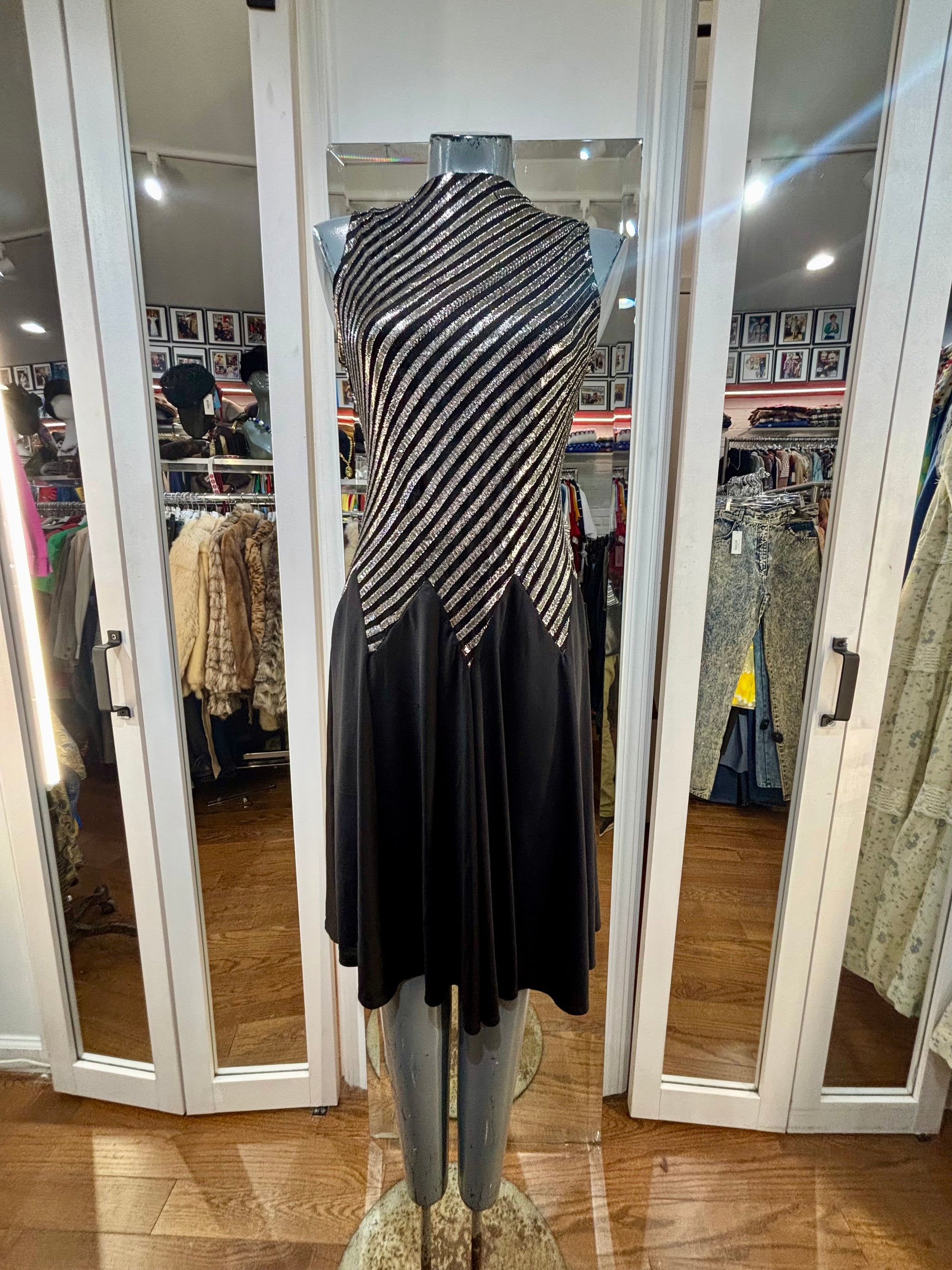 metallic drop waist dress LaBelle Gunmetal Metallic Drop Waist Maxi Dress