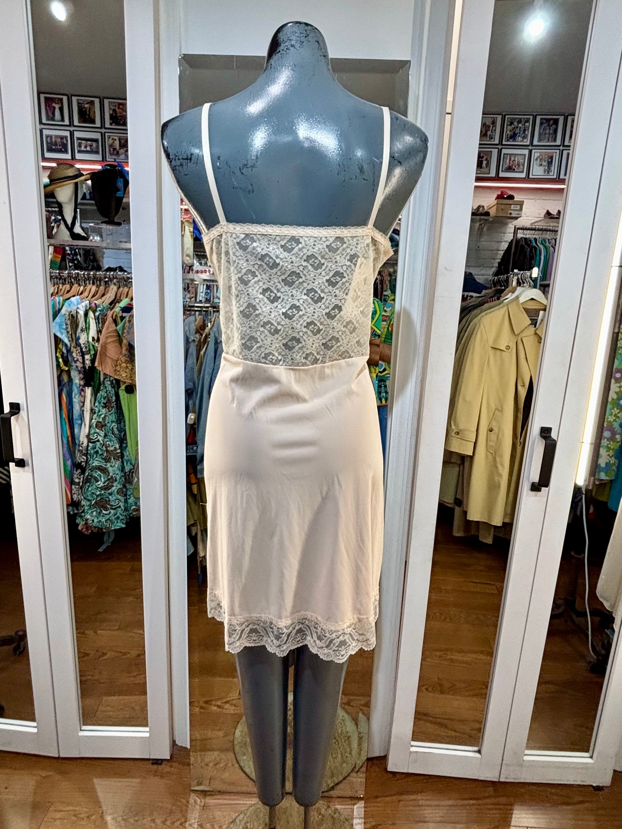 60's Cream Tan Slip Dress Featuring a Cream Tan Lace By Warner's  Hamlets  Vintage