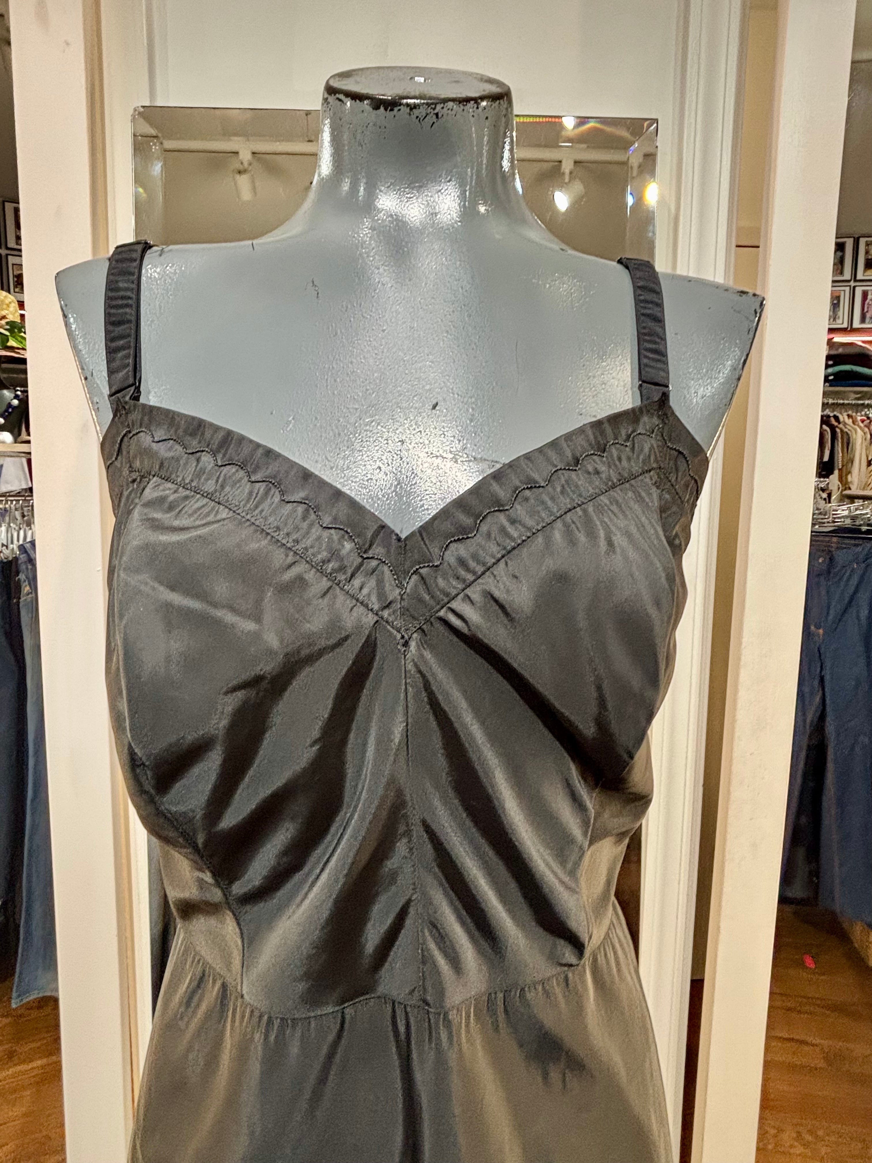 vintage black slip dress 60's Black Slip Dress With Lace Detailing By Komar Lingerie – Hamlets Vintage