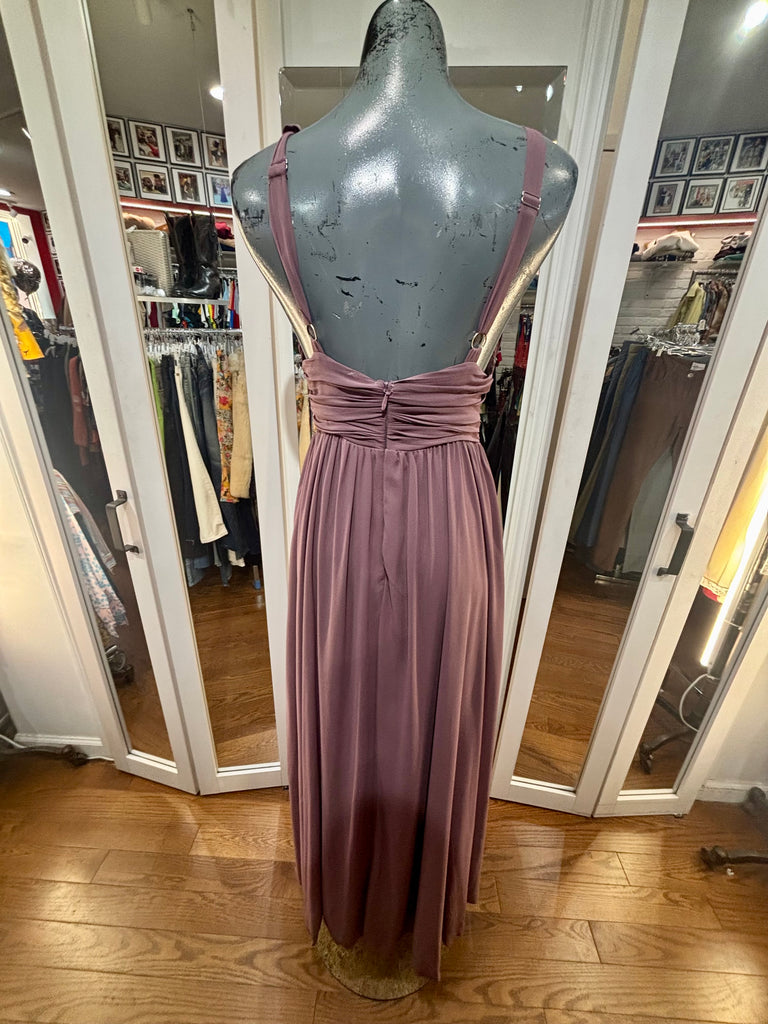 90's Mauve Draped V Neck Maxi Dress – Hamlets Vintage