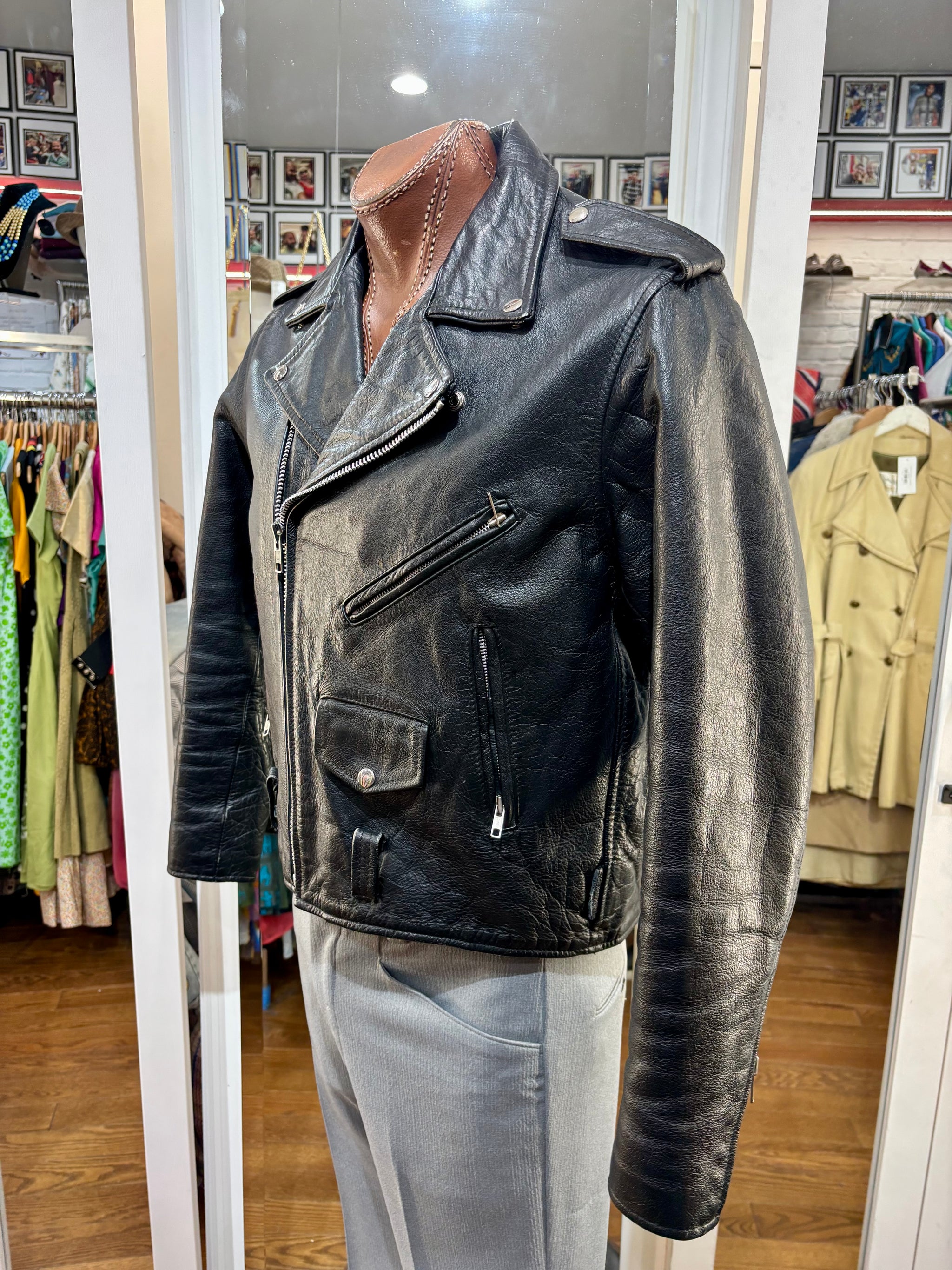 90's Black Leather Biker Jacket By Zony Inc – Hamlets Vintage