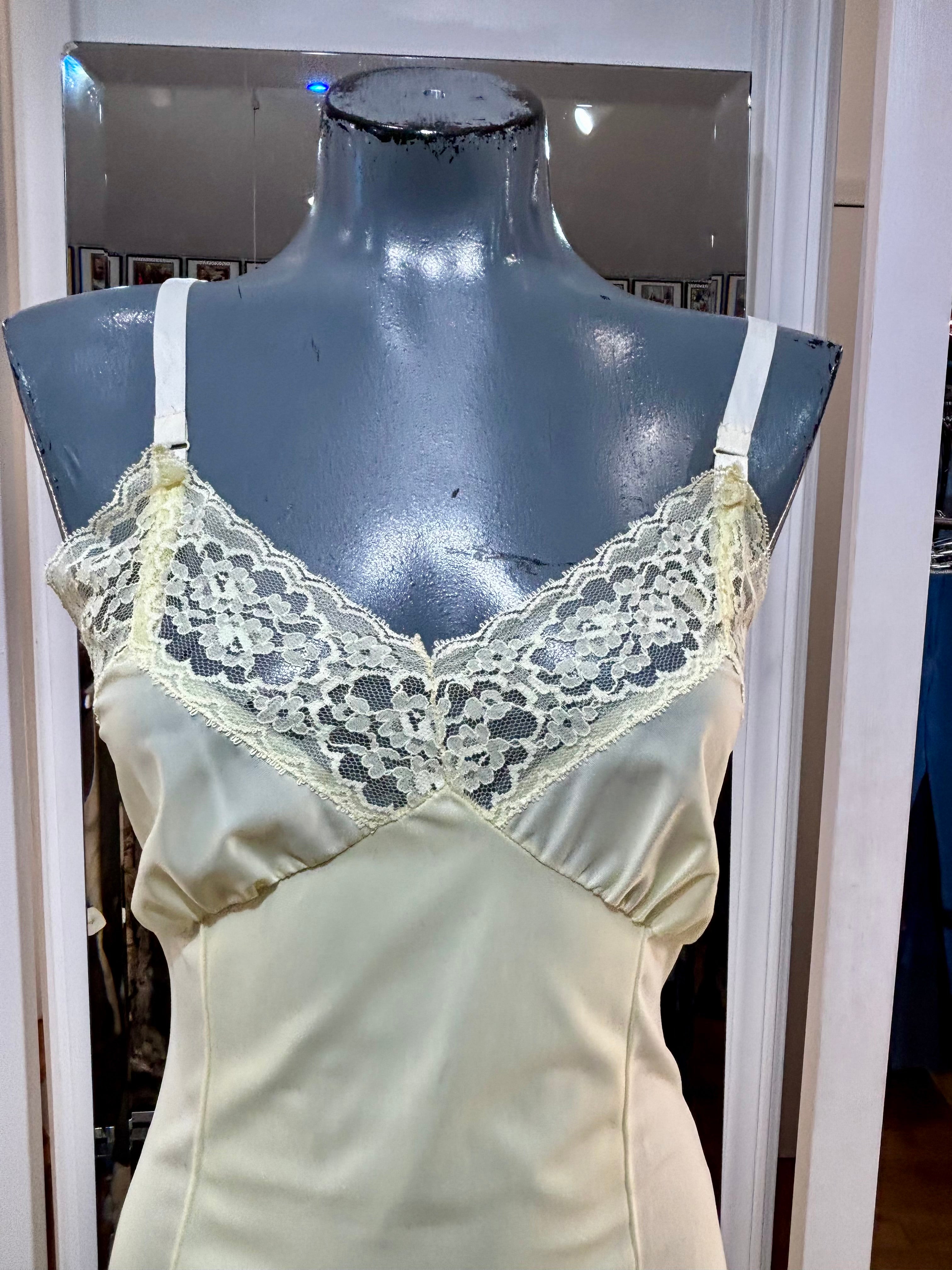 vintage silk slip dress 60's Red Slip Dress With Lace Detailing By Artist Model – Hamlets Vintage