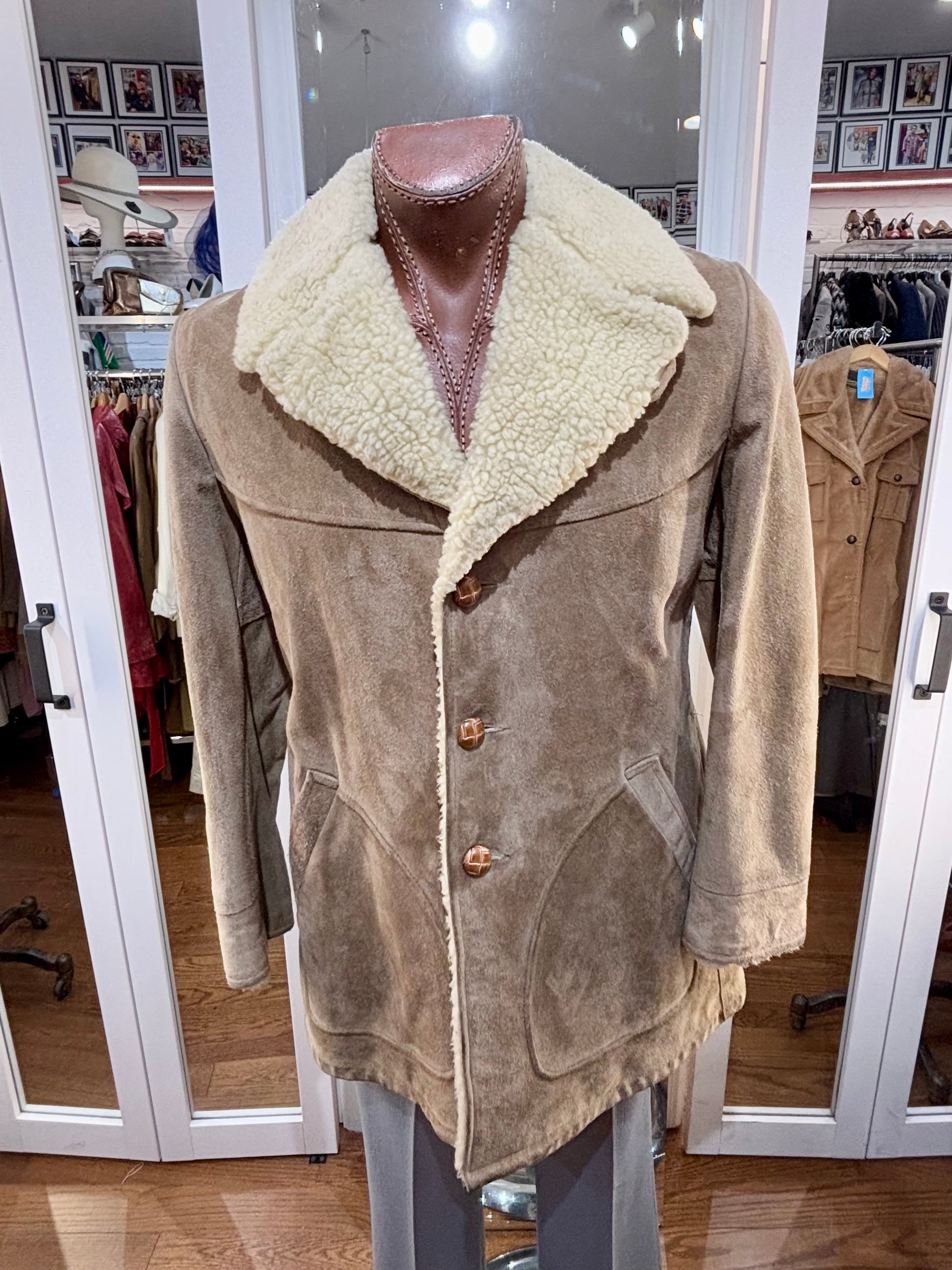 80’s Light Brown Suede And Shearling Lining Collar By Robert Lewis