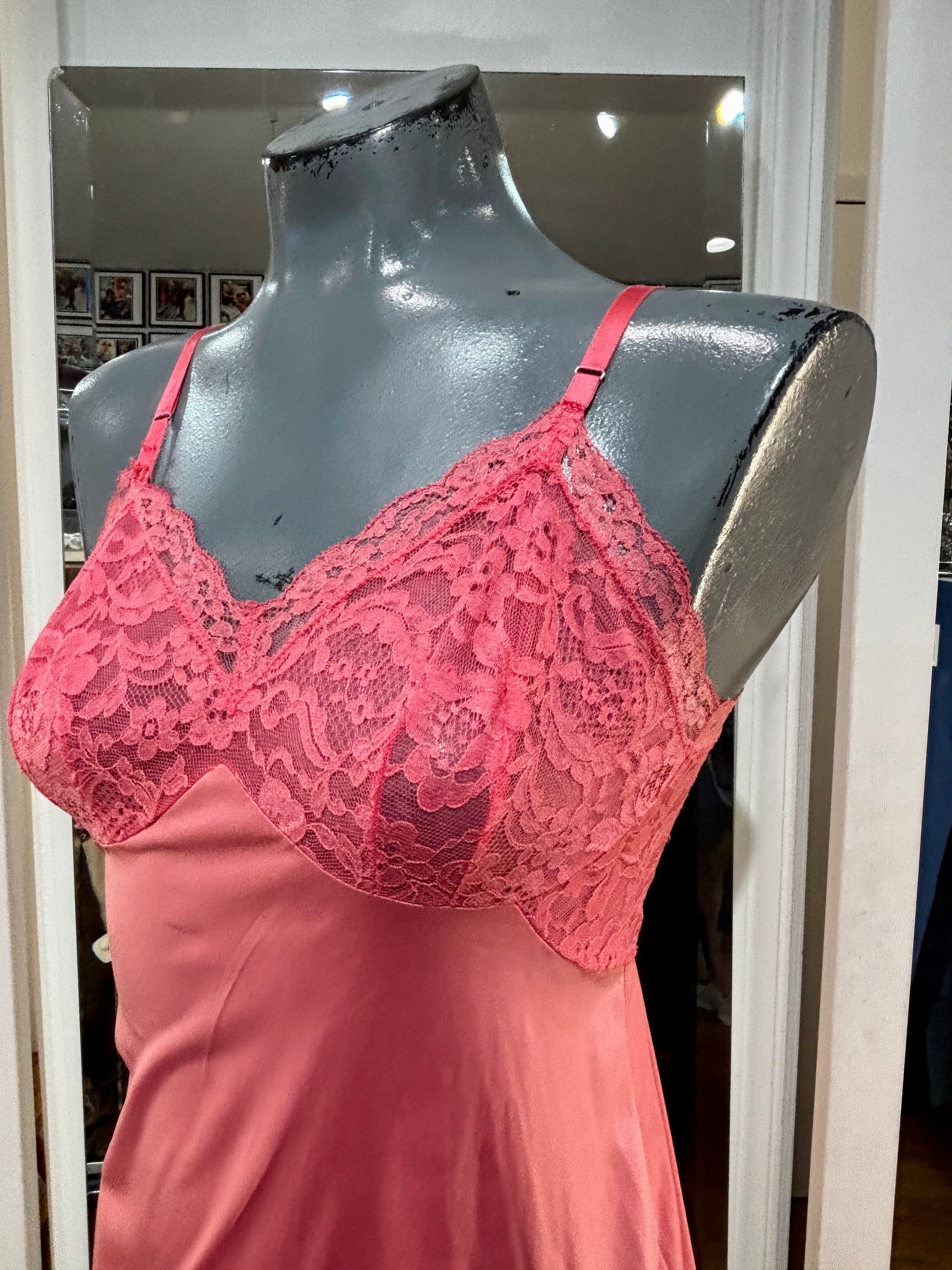 60's Pink Slip Dress With Lace Detailing – Hamlets Vintage