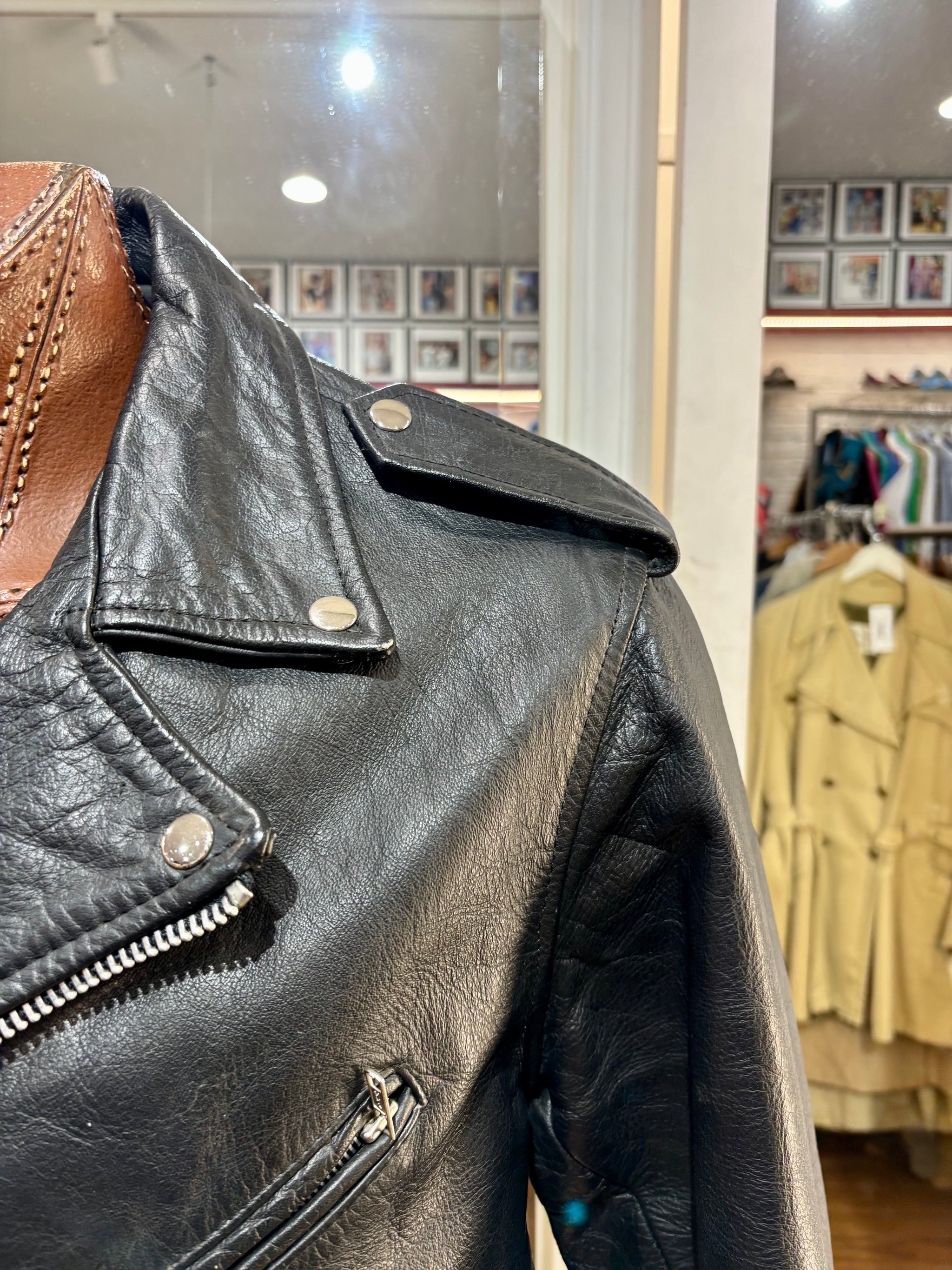 90's Black Leather Biker Jacket By Zony Inc – Hamlets Vintage