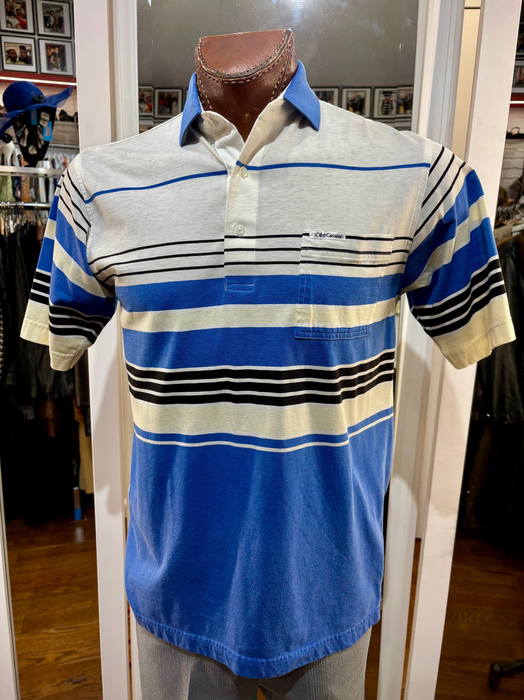 1980s Fashion Retro Polo Shirts 80s 80's Color Block Stripes Short Sleeve  Polo Shirt By Oleg, image size:2048x2731