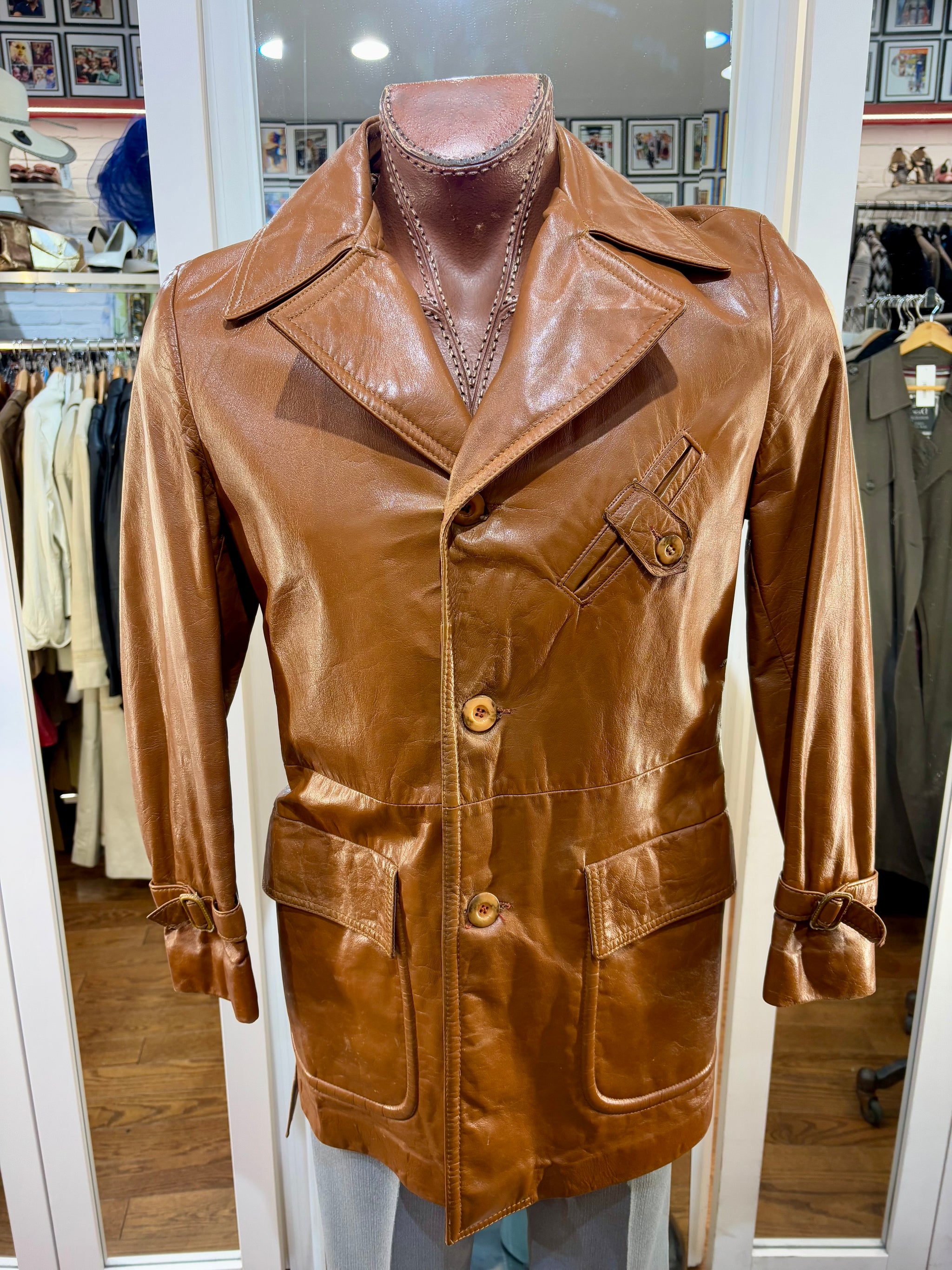 70's Brown 3/4 Length Leather Jacket By Cresco – Hamlets Vintage