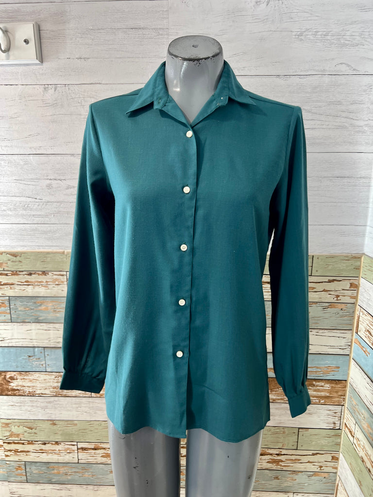 80's Forrest Green Button Up Blouse By Cacharel Hamlets Vintage 80's Forrest Green Button Up Blouse By Cacharel Hamlets Vintage