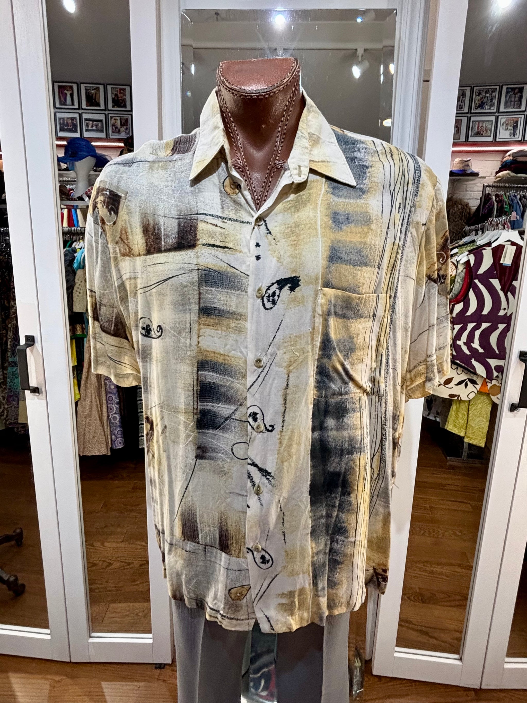 Chemise ethnique manches courtes col mao Chemise ethnique manches courtes col mao