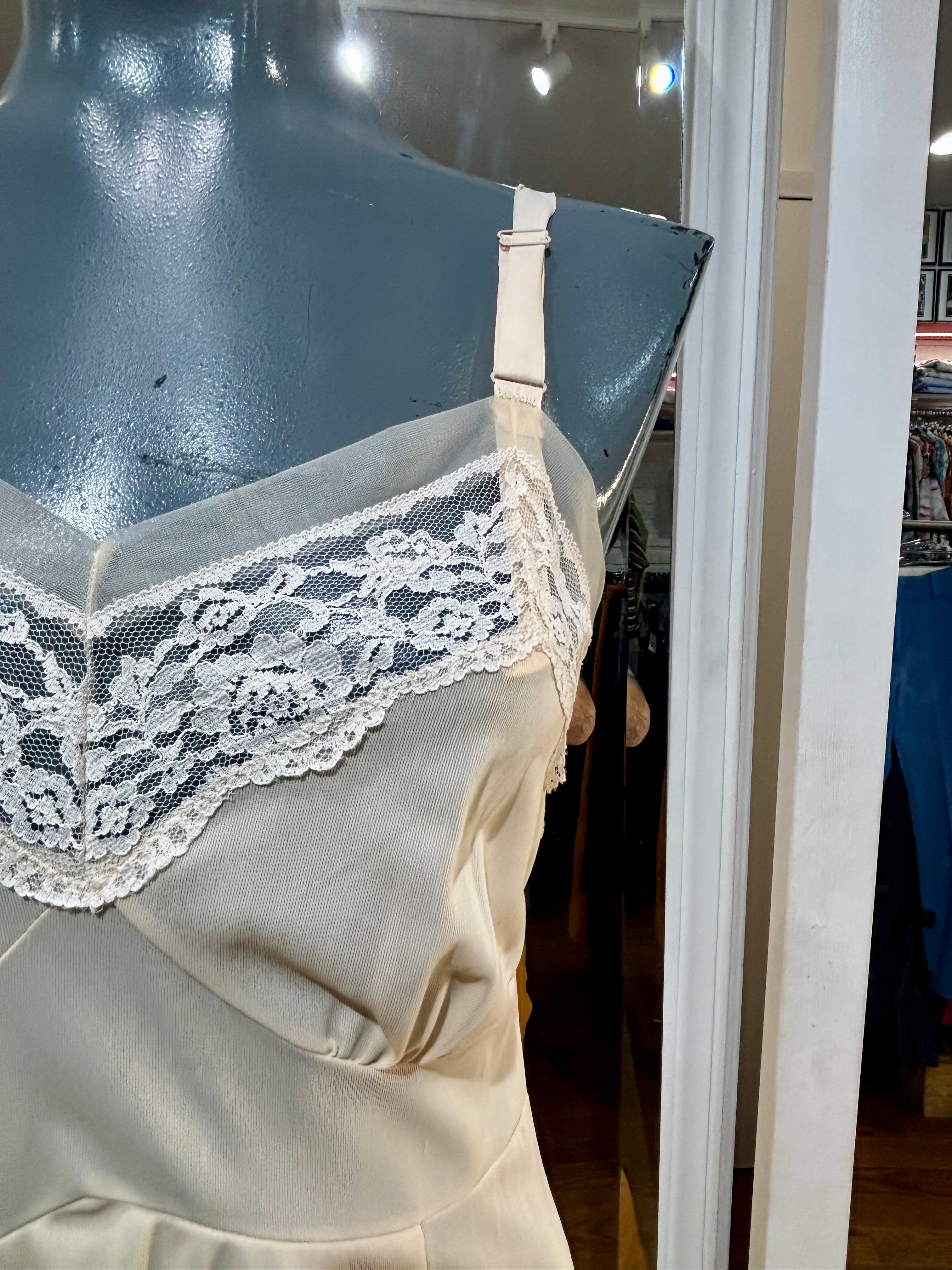 60s Peach Slip Dress With Lace Detailing By Sliperfection 60s Peach Slip Dress With Lace Detailing By Sliperfection