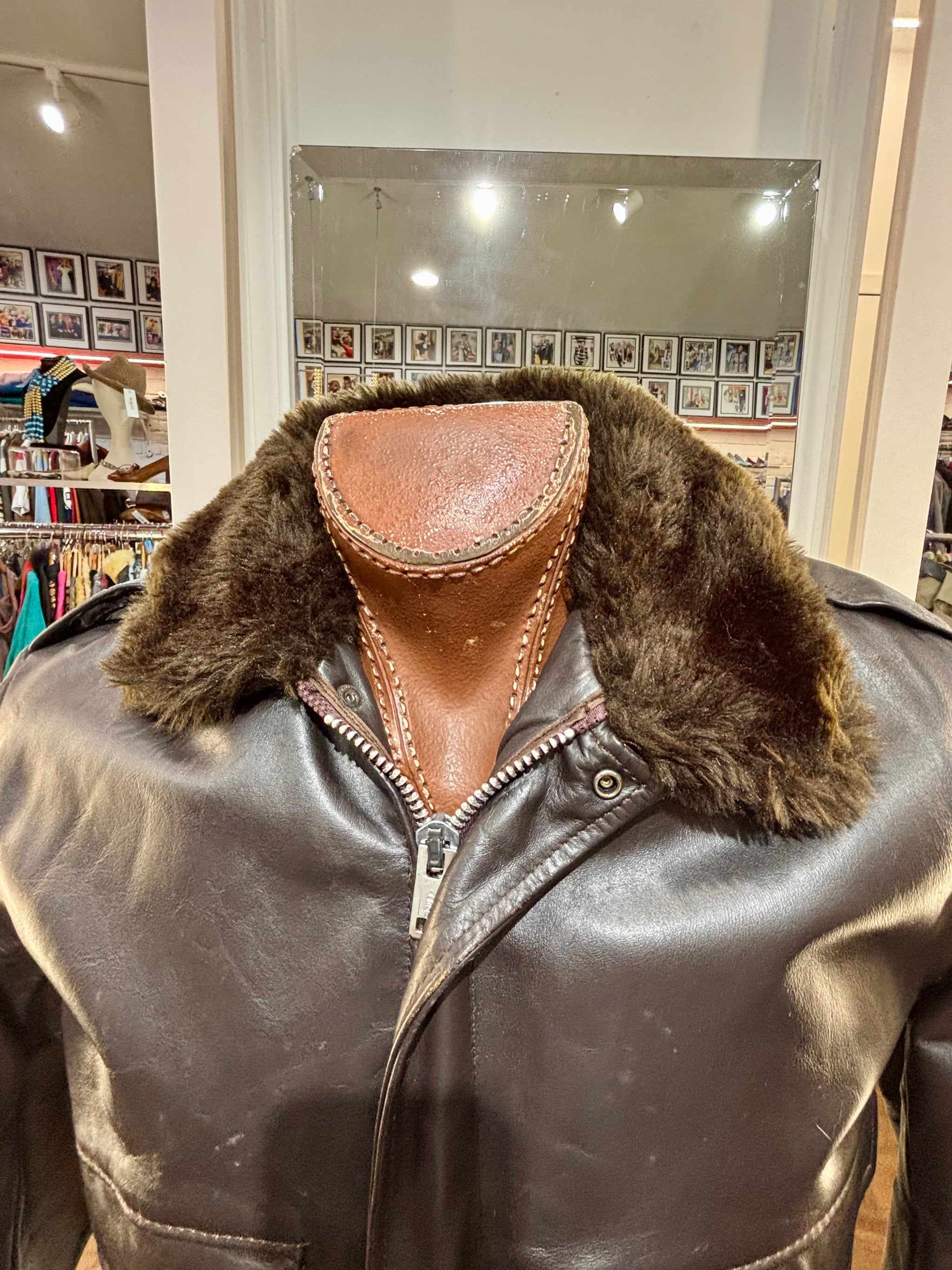 60's Dark Brown Aviator Bomber Leather Jacket By Cooper – Hamlets