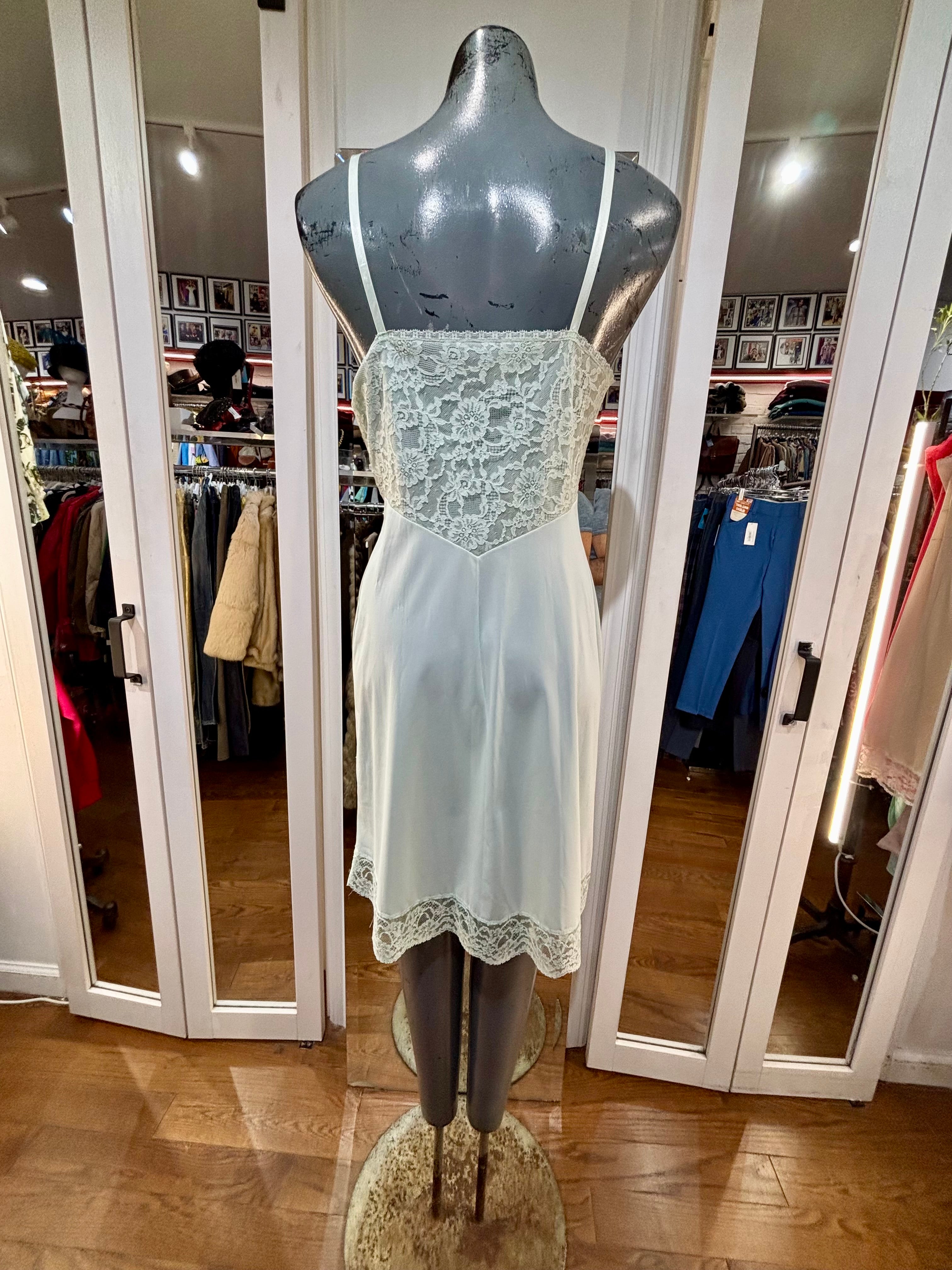 60's Off White Slip Dress With A Trim Lace By Vanity Fair – Hamlets Vintage