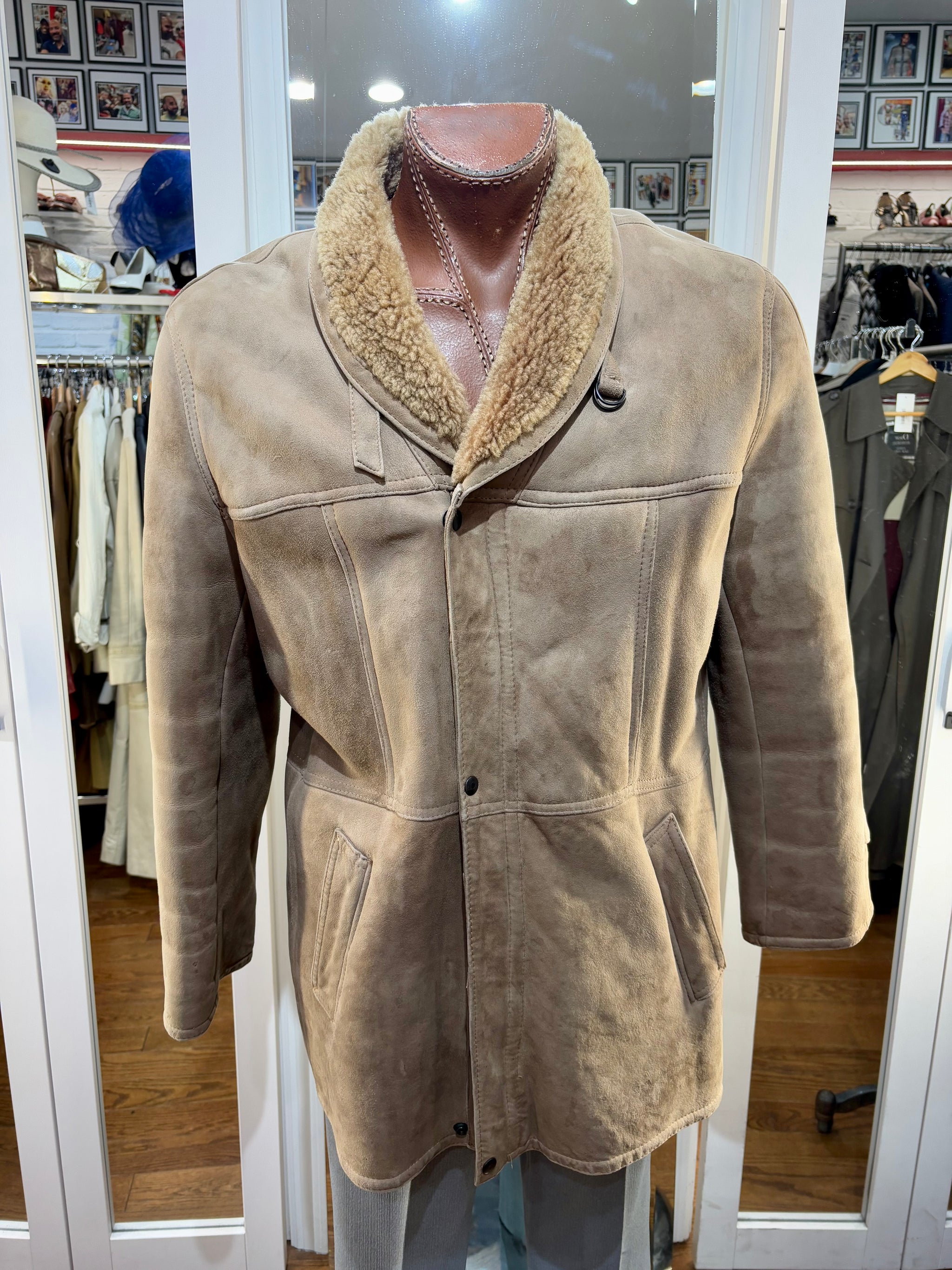 80’s Brown Shearling Coat With Cover Zipper
