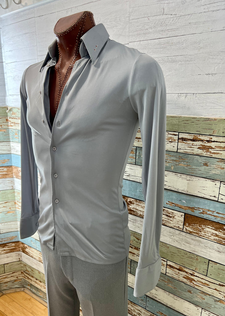 70’s Light Gray Solid Disco Shirt By Nik Nik