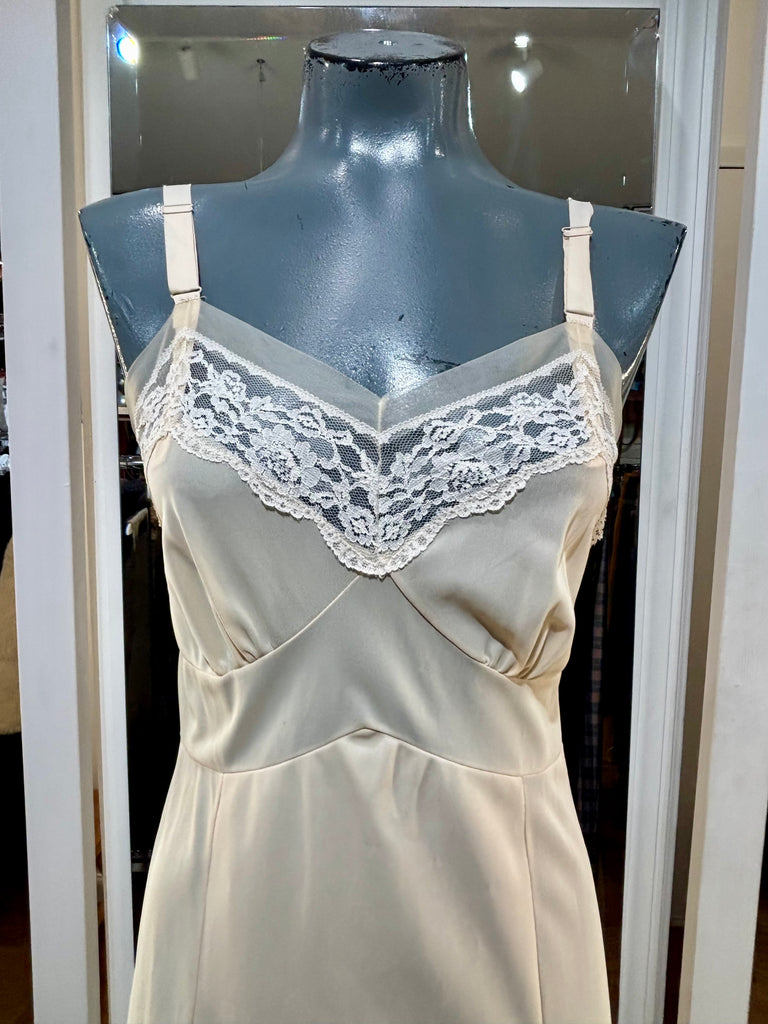 60's Cream Slip Dress With Lace Detailing By Sears  Hamlets Vintage