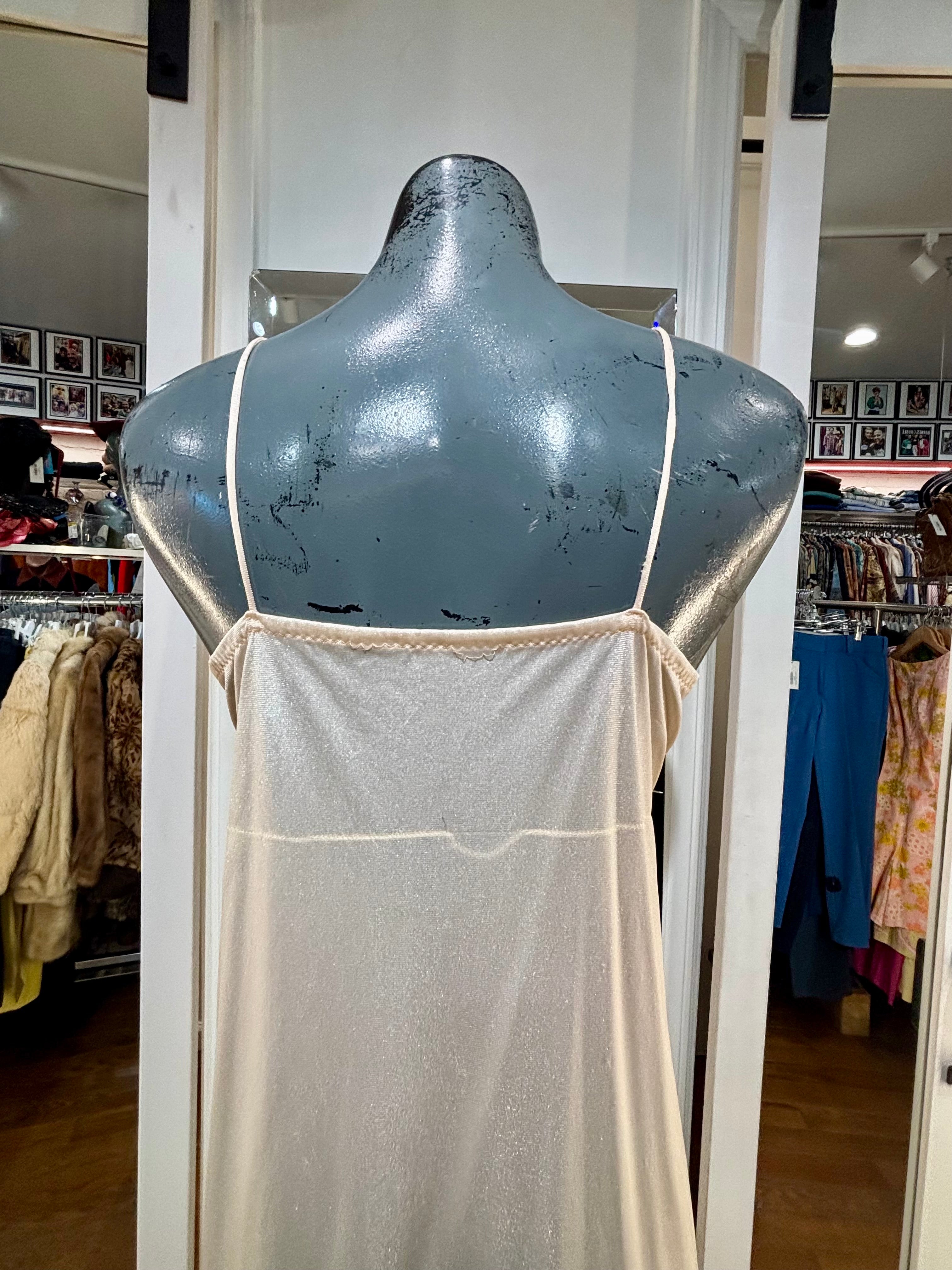70's Beige Long Slip Dress With Lace Detailing By Undercover Wear Hamlets Vintage 70's Beige Long Slip Dress With Lace Detailing By Undercover Wear Hamlets Vintage
