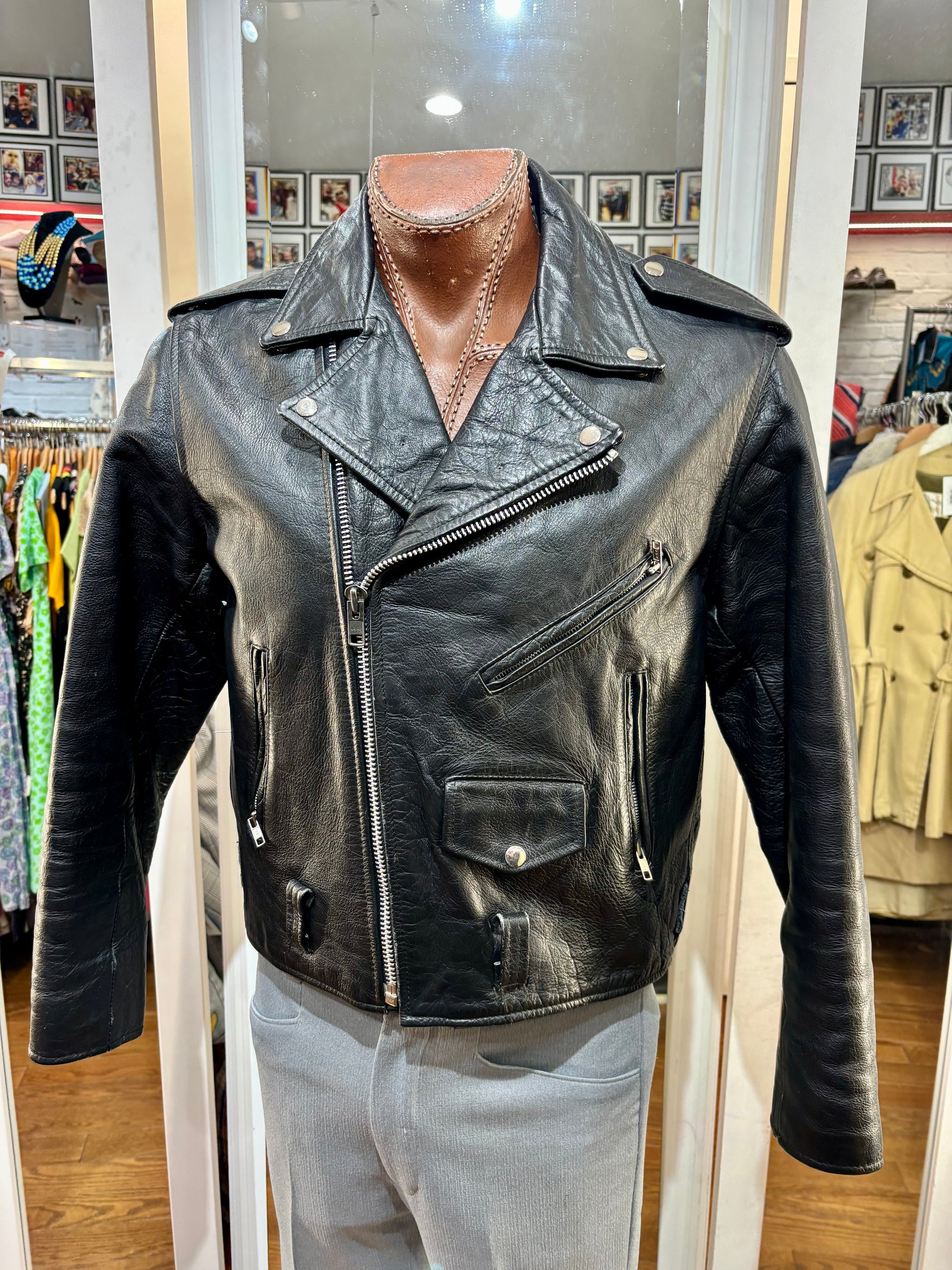 90's Black Leather Biker Jacket By Zony Inc – Hamlets Vintage