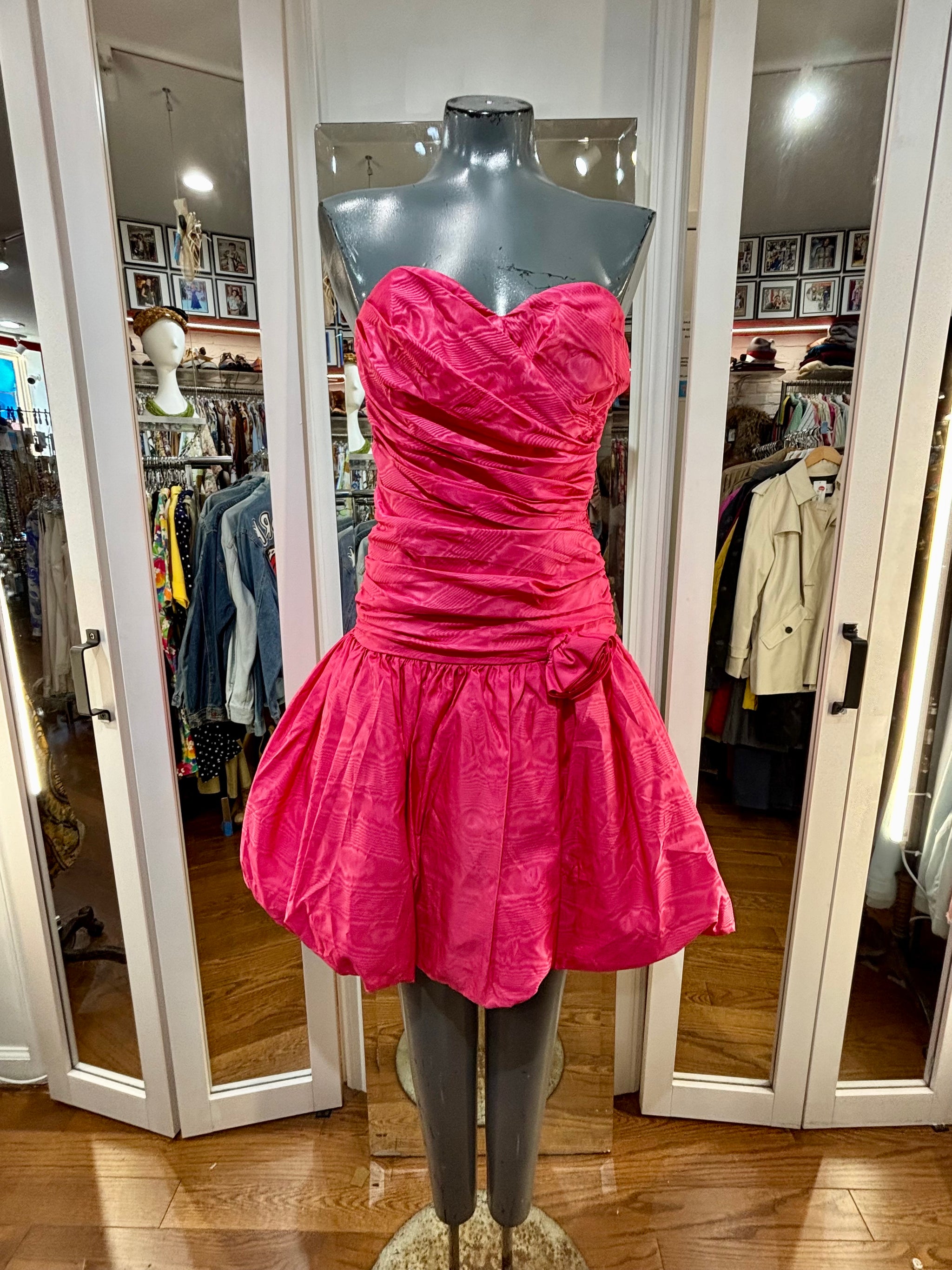80s Hot Pink Strapless Party Dress By Positively Ellyn Petites 80s Hot Pink Strapless Party Dress By Positively Ellyn Petites