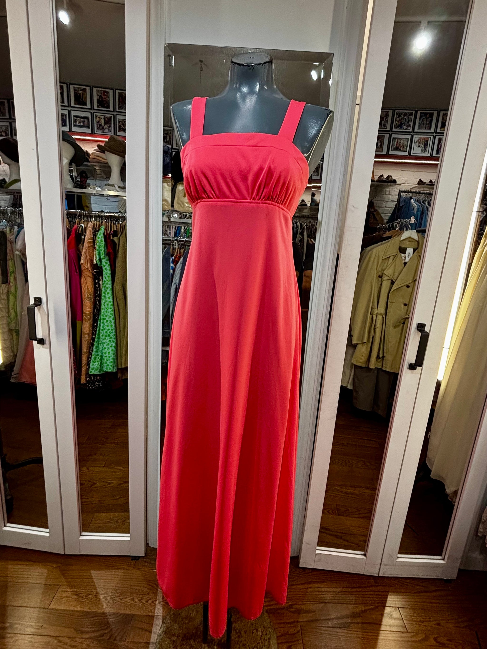 70's Coral Pink Strap Maxi Dress – Hamlets Vintage
