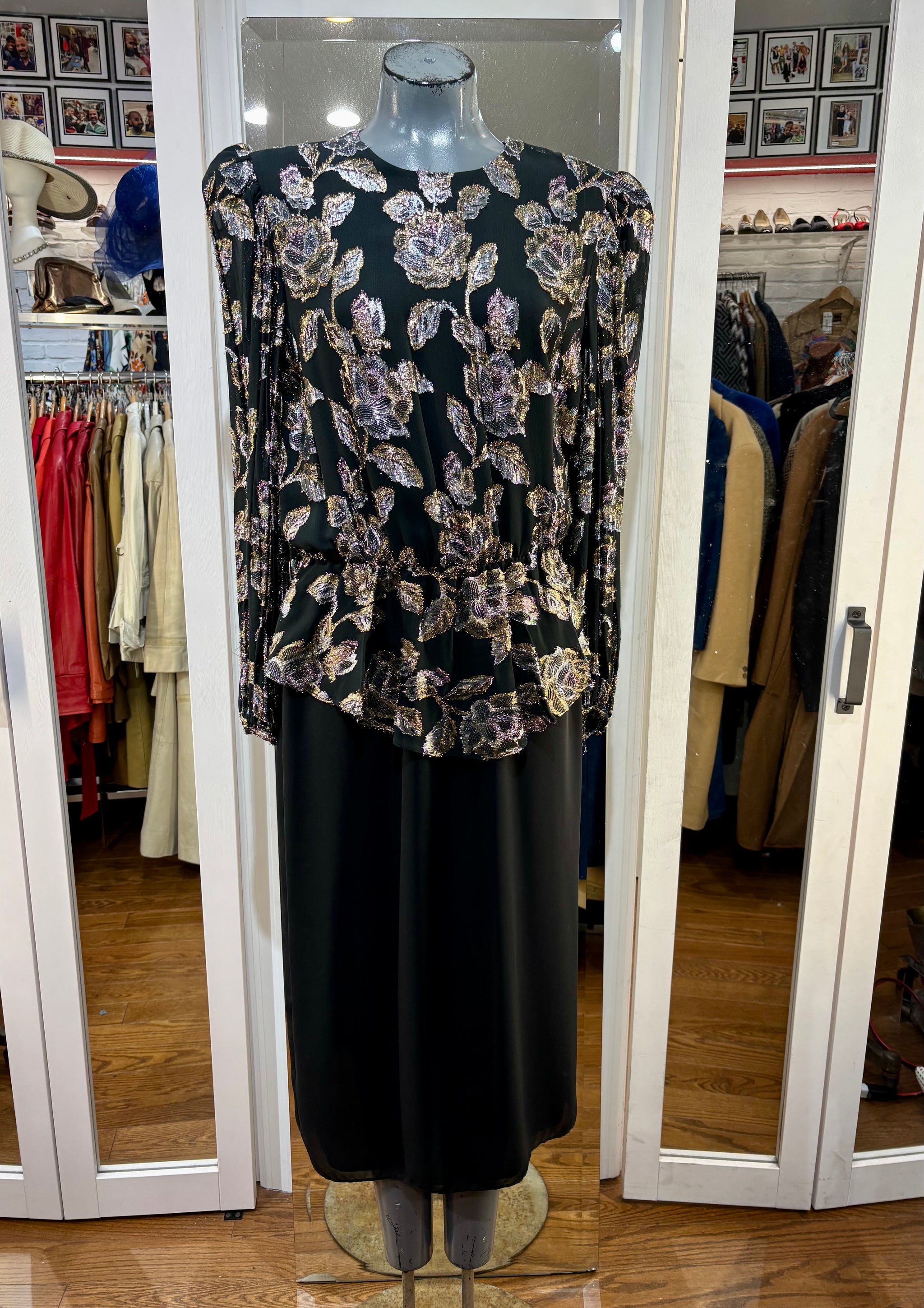 black sheer flower dress Elegant Black Sheer Floral Lace Maxi Dress