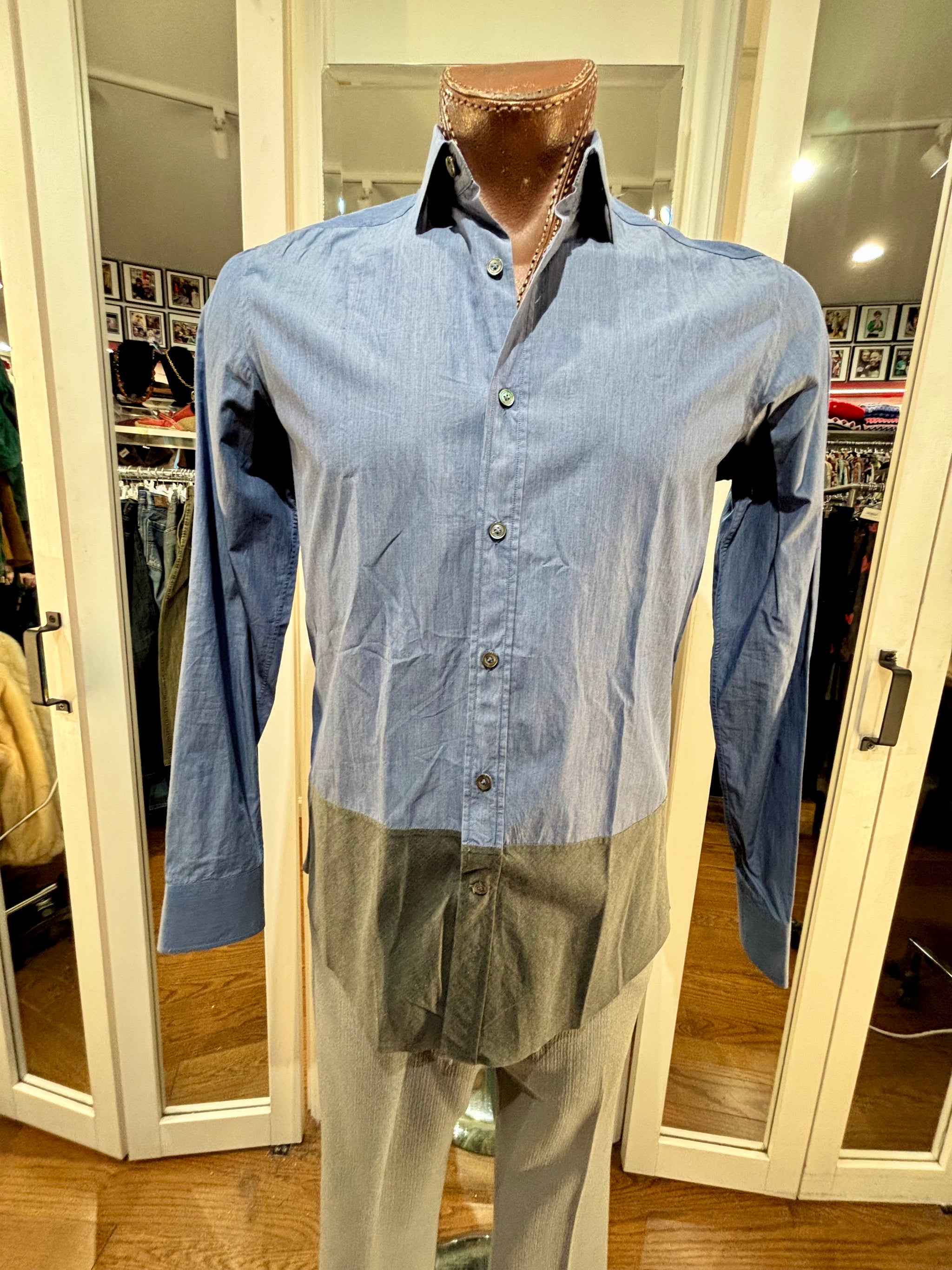 lanvin dress shirt Lanvin - Printed Flowy Shirt For Men - Sky Blue/black