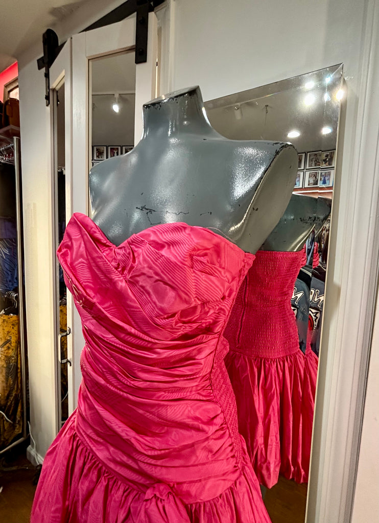 80's Hot Pink Strapless Party Dress By Positively Ellyn Petites – Hamlets Vintage