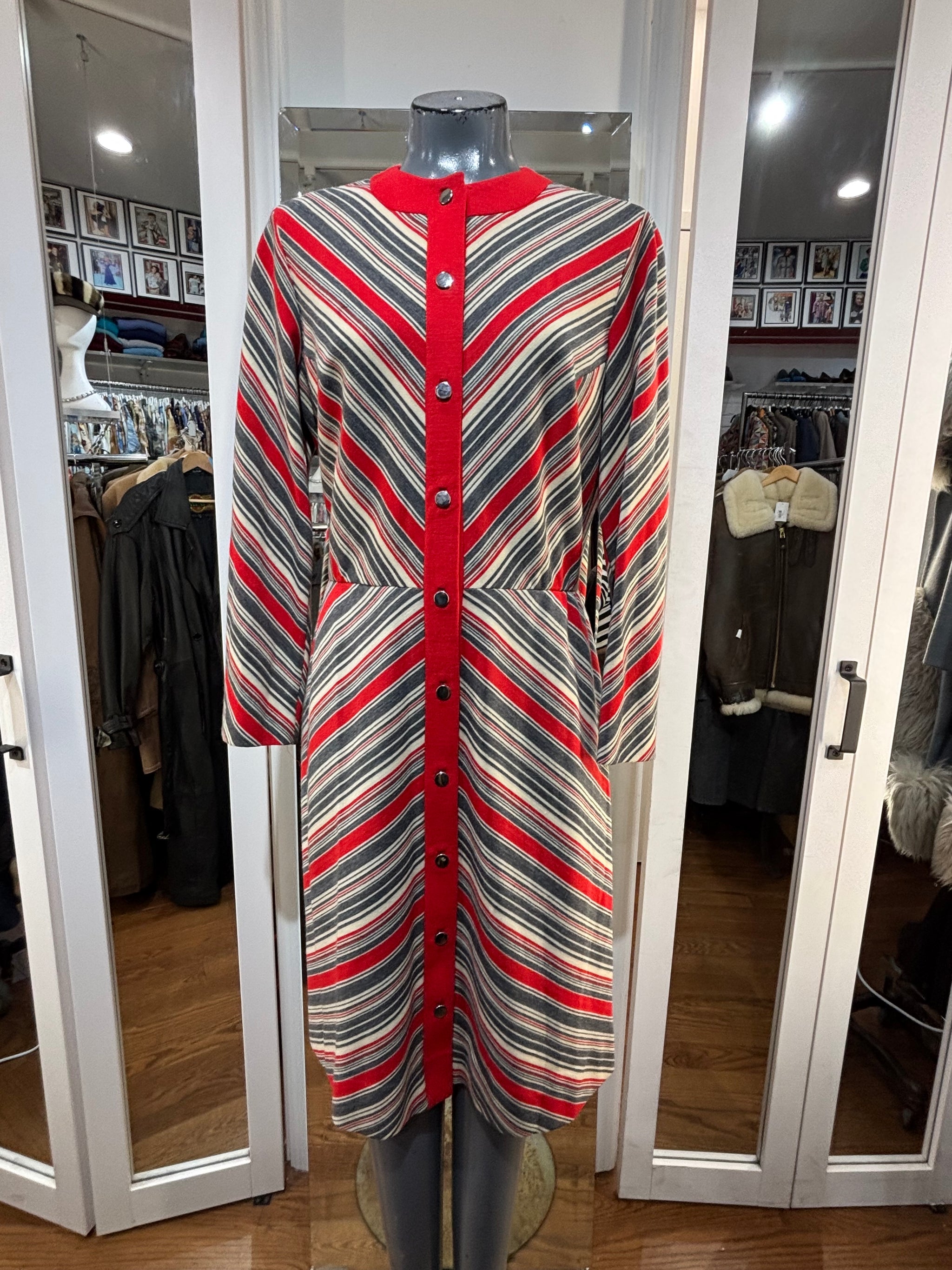 60s Red Multicolor Stripe Dress By Butte Knit 60s Red Multicolor Stripe Dress By Butte Knit