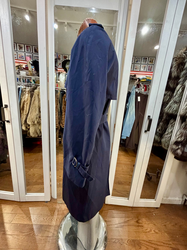 80's Navy Blue Double Breasted Trench Jacket By Imper Europeo