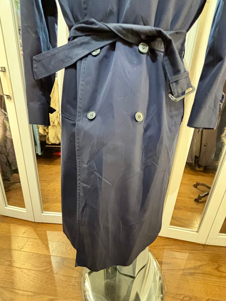 80's Navy Blue Double Breasted Trench Jacket By Imper Europeo