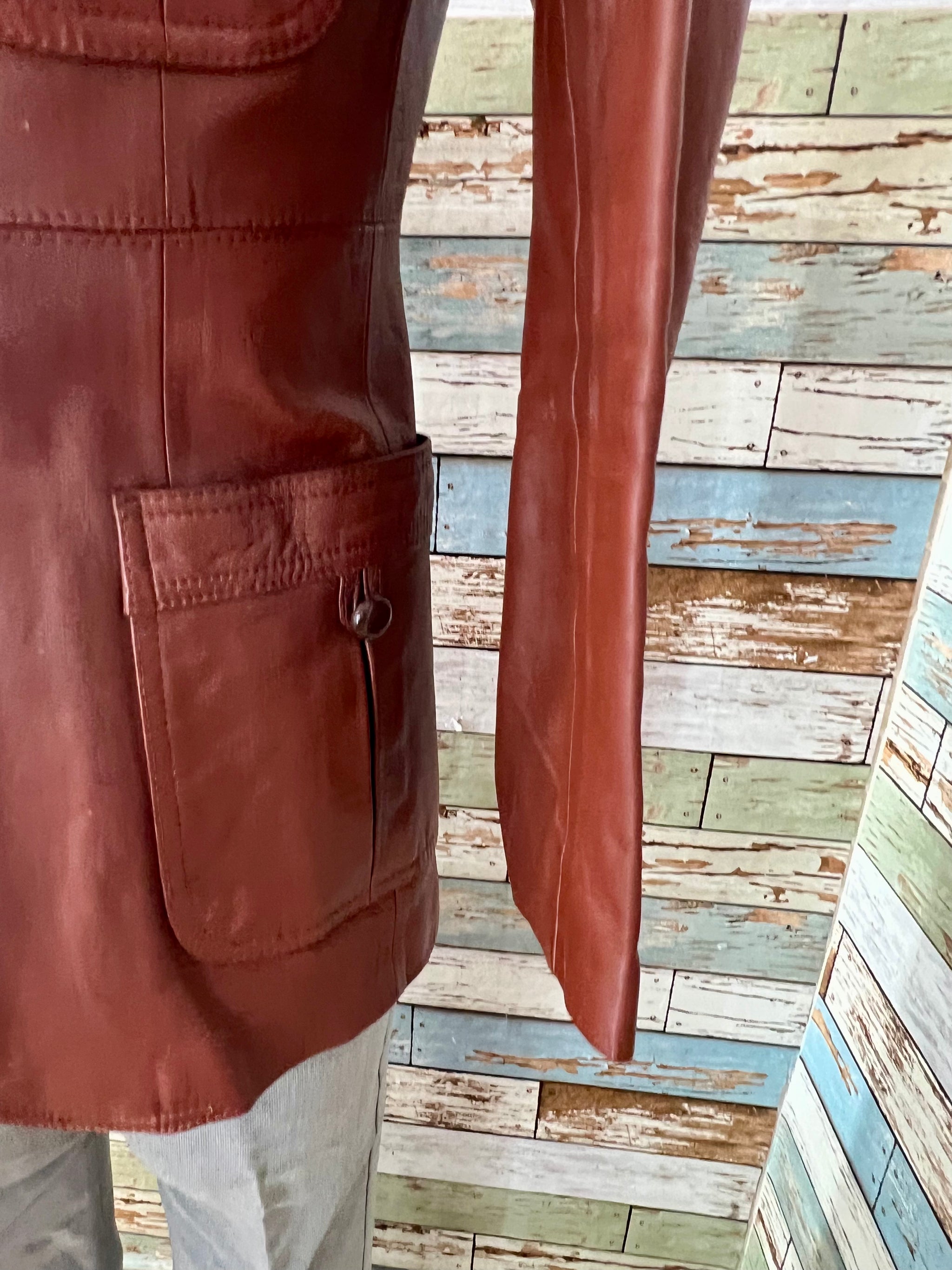 70's Brick 3/4 Length Leather Jacket By Fantastic International of