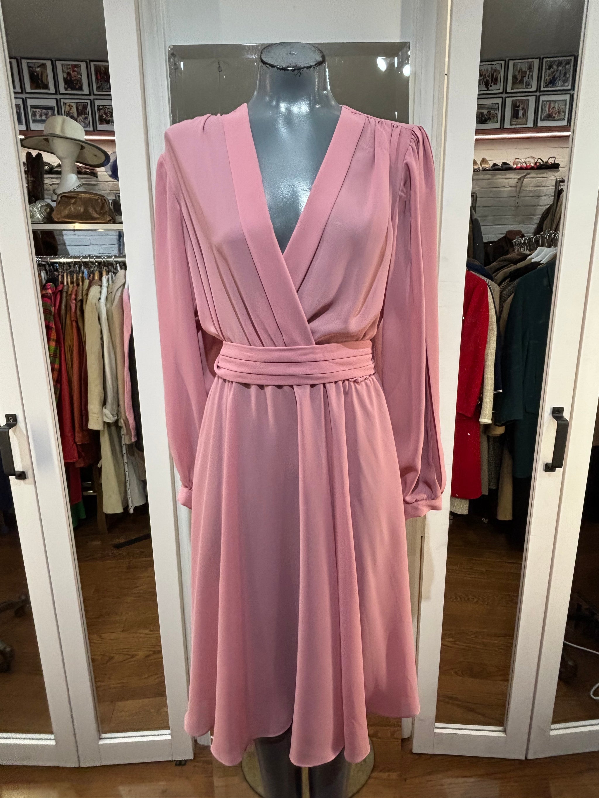 80's Pink Long Sleeve Dress By Ursula Of Switzerland – Hamlets Vintage
