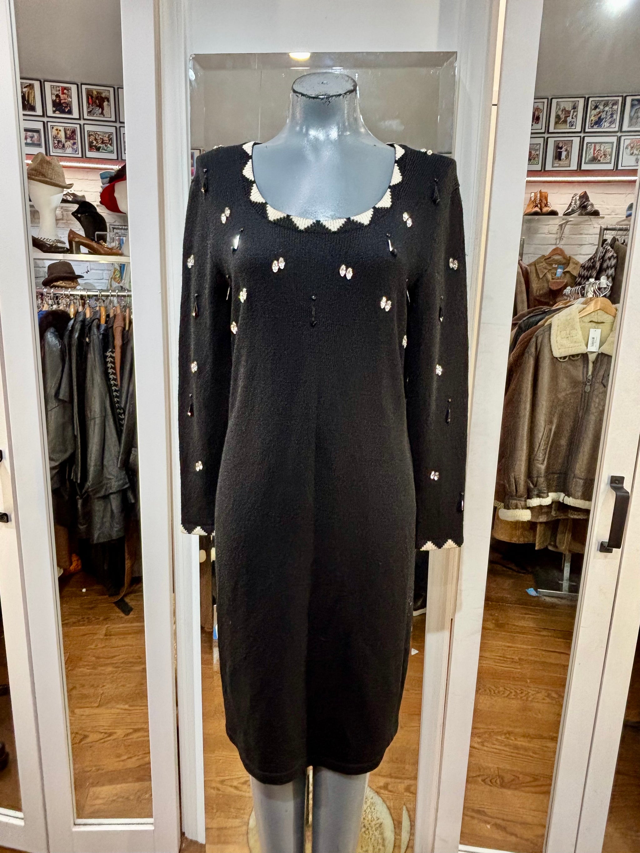 90s long Sleeve Dress with Stones & Beads