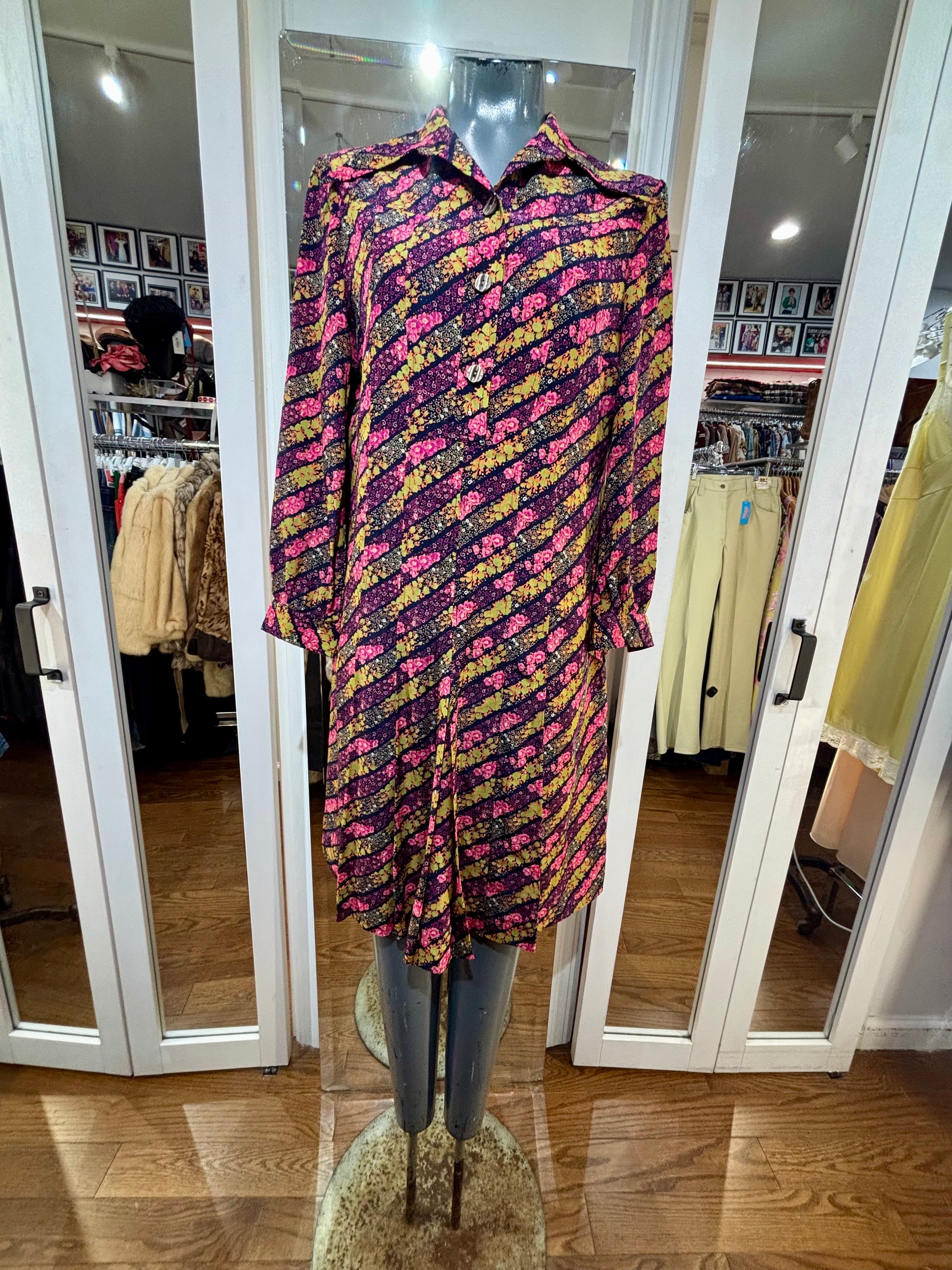 long sleeve printed shift dress Boden Women's Flared Sleeve Shift Dress in Green