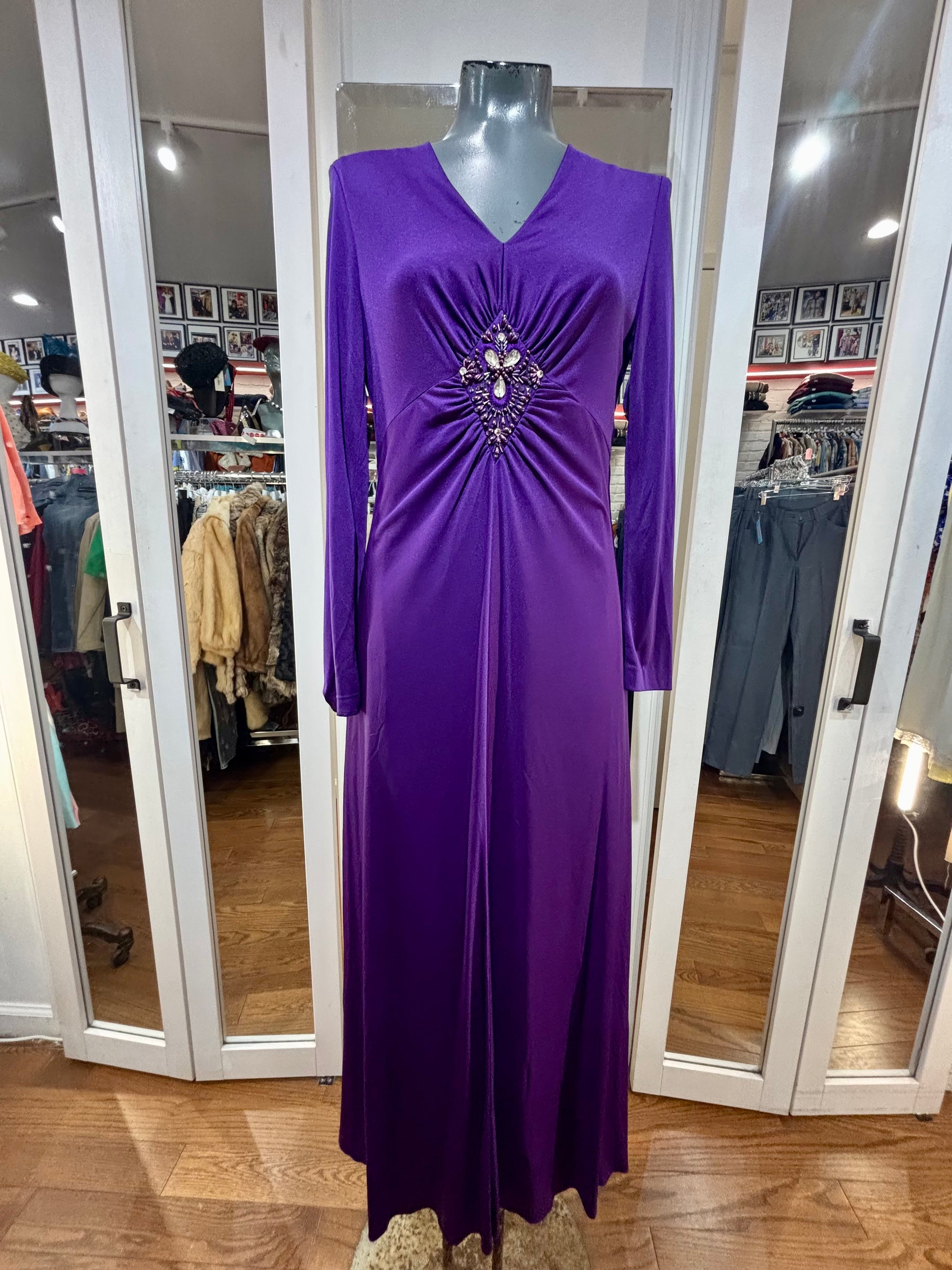 purple maxi dress size 16 Jovani 38707 Size 16 Purple Beaded Strapless Peak Point Prom Dress Max Glass Slipper Formals