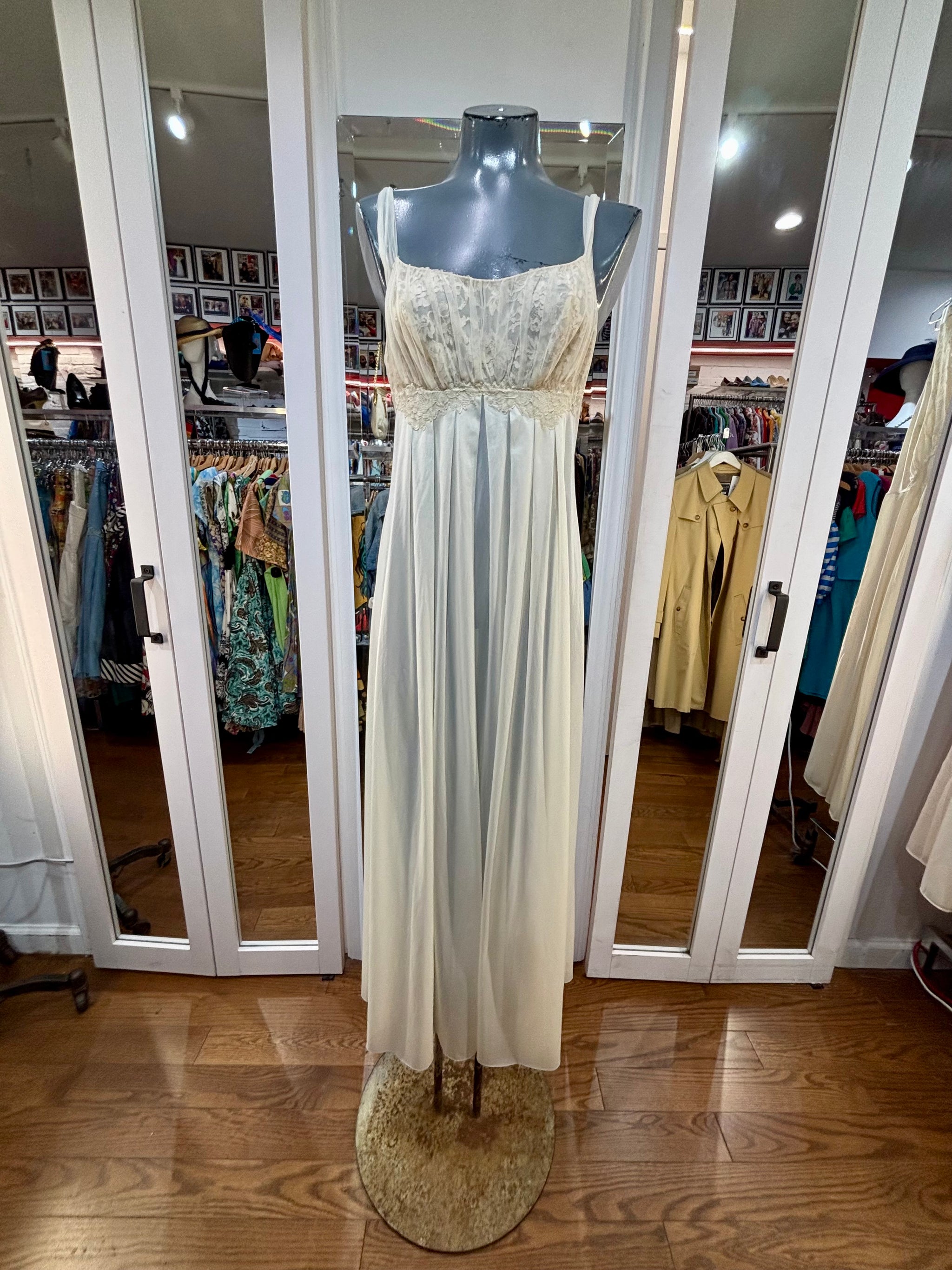 60's Bone White Empire Waist Slip Maxi Dress By Vanity Fair – Hamlets Vintage 60's Bone White Empire Waist Slip Maxi Dress By Vanity Fair – Hamlets Vintage