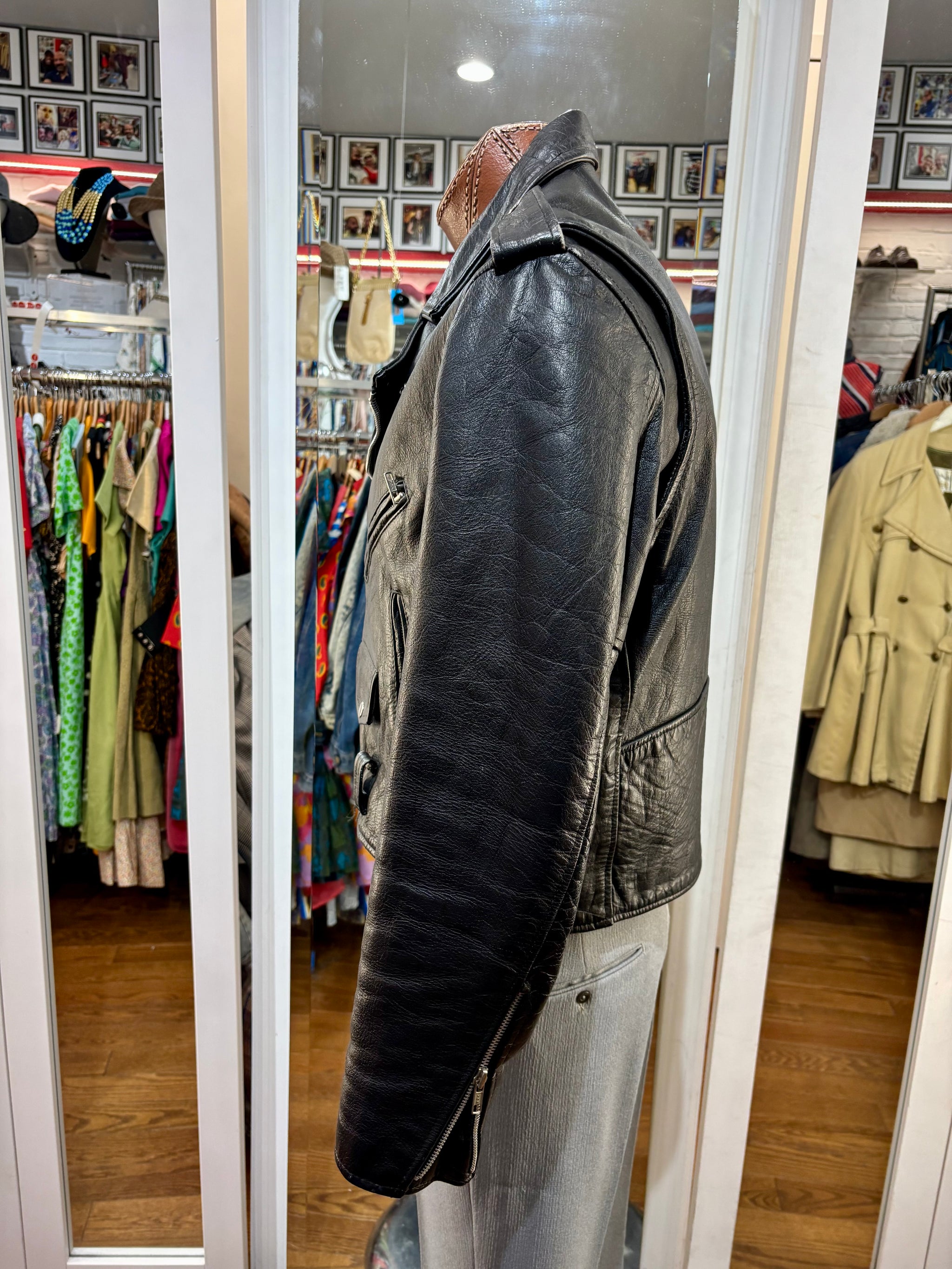 90's Black Leather Biker Jacket By Zony Inc – Hamlets Vintage