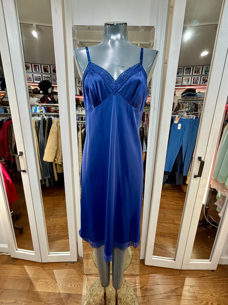 navy blue lace slip dress Navy Lace Hem Angel Sleeve Slip Dress