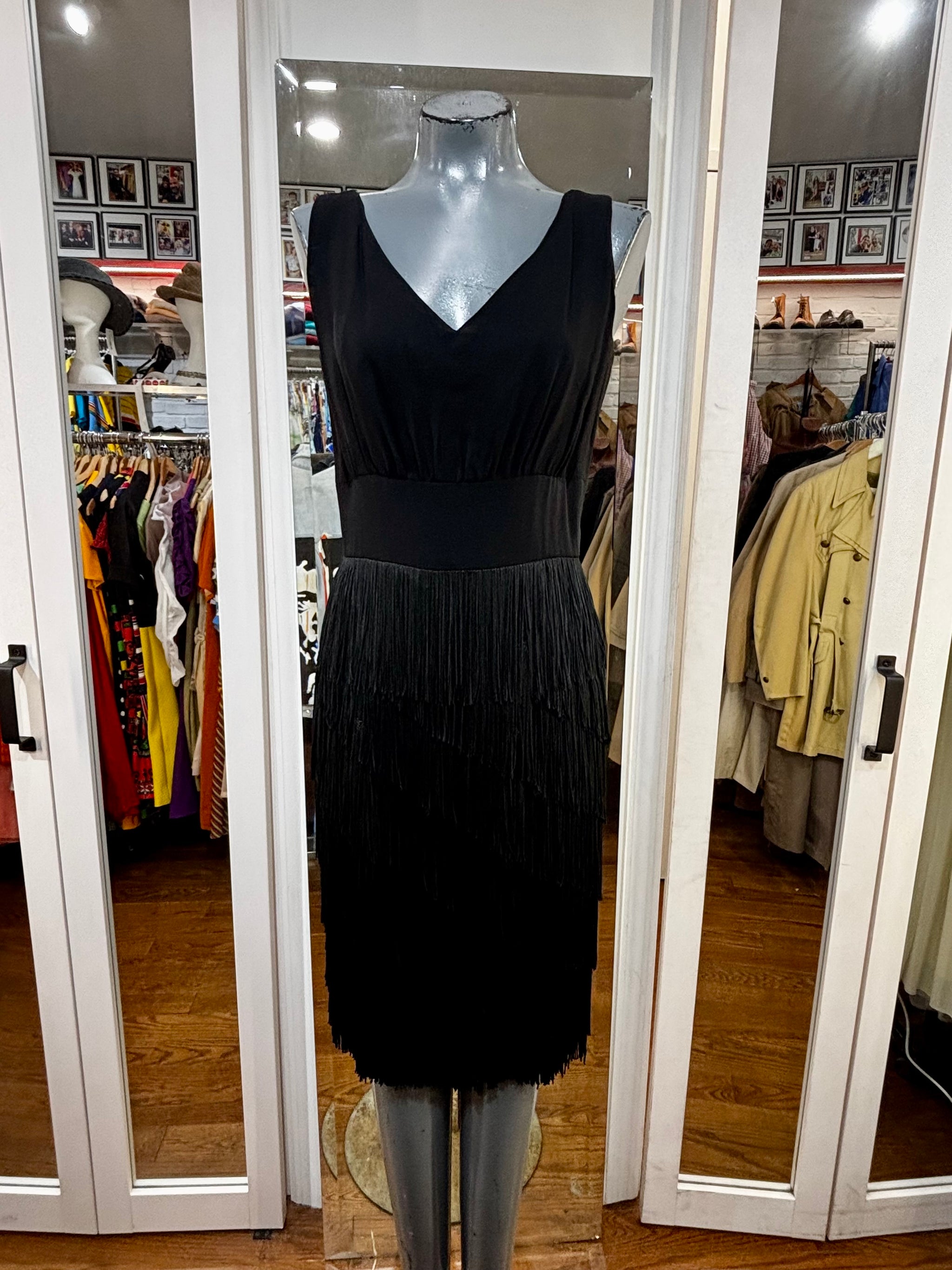 1920s black flapper dress [US Warehouse] Black 1920s Beaded Fringed Flapper Dress main image 0