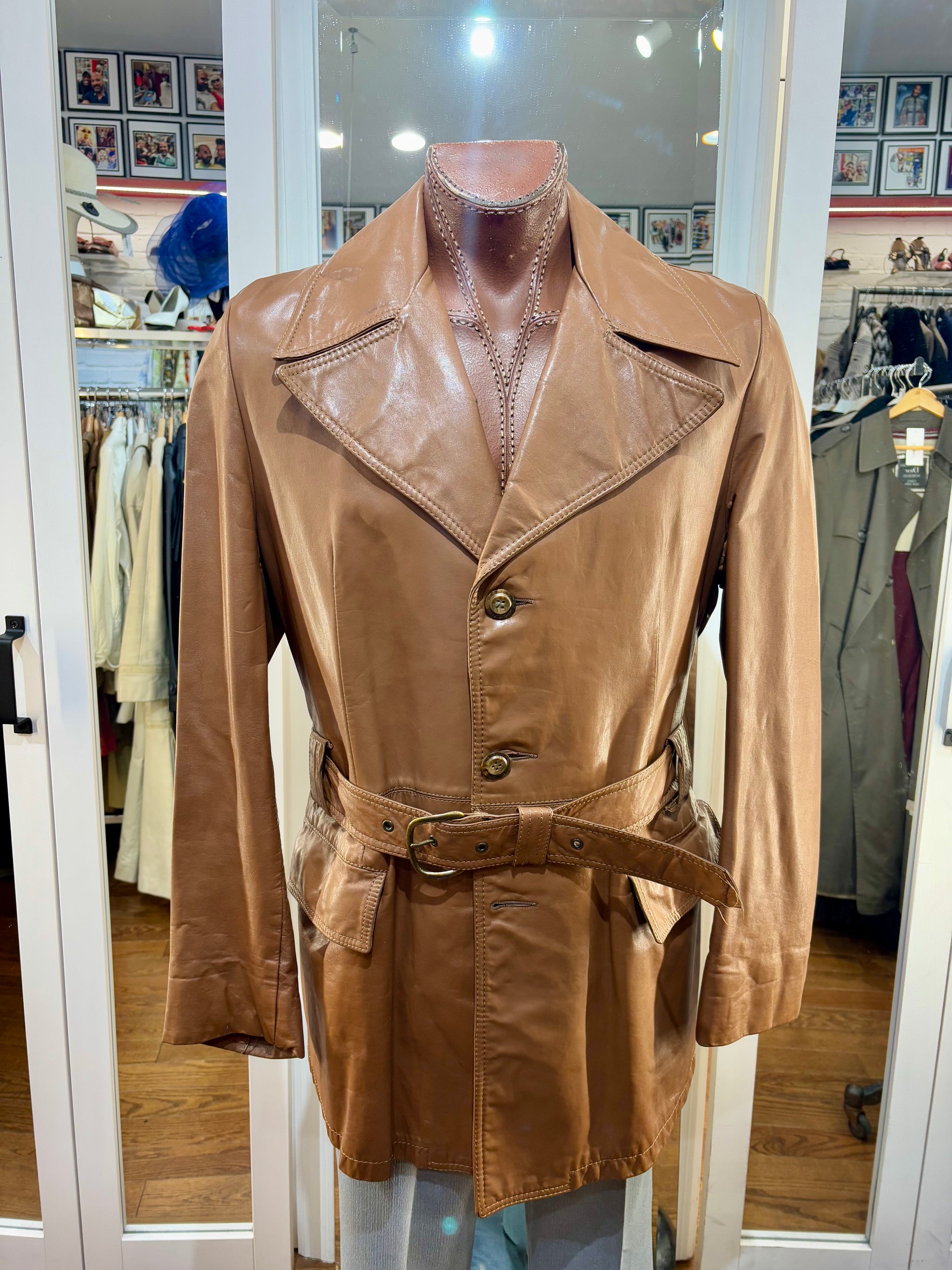 70s Leather Coat with Belt By Lakeland – Hamlets Vintage 70s Leather Coat with Belt By Lakeland – Hamlets Vintage