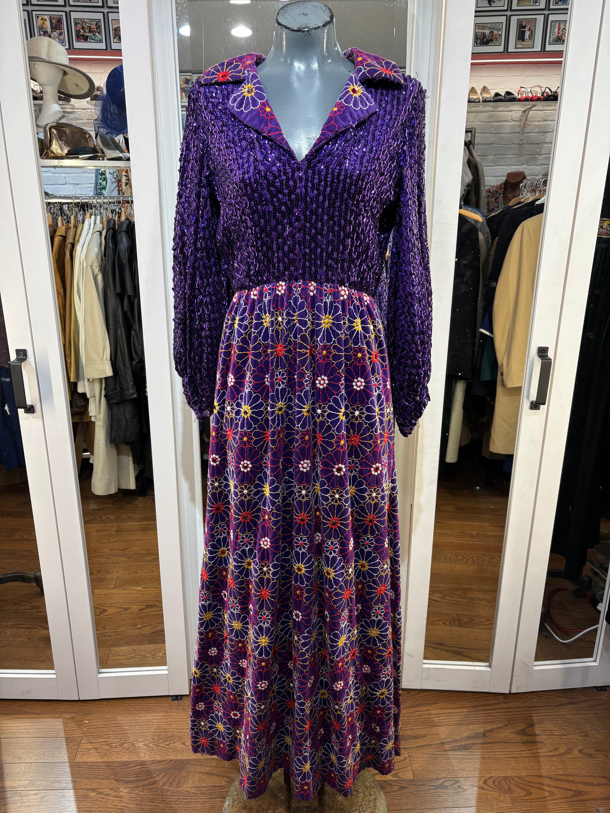lipsy sequin bust wrap maxi dress 60's/70's Purple Sequins Stitched Maxi Dress – Hamlets Vintage