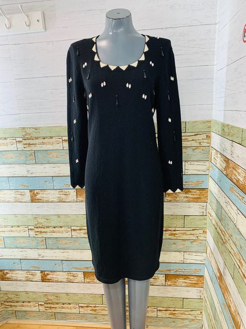 90s long Sleeve Dress with Stones & Beads - Hamlets Vintage