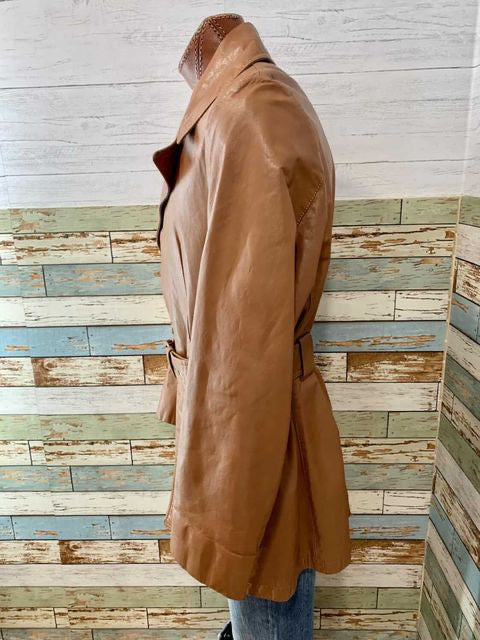 70s Leather Coat with Belt By Lakeland – Hamlets Vintage
